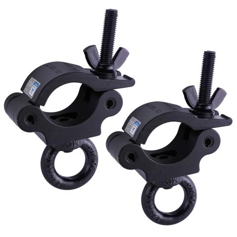 Sarknoah.Black 2″ Wide Heavy Duty Truss Clamp With Eye Bolt Ring Fit Tube For (1.5-2)” /(38-52) mm Truss .Half Coupler Truss Eye Clamps For Speakers LED Video Wall LED Screen Display