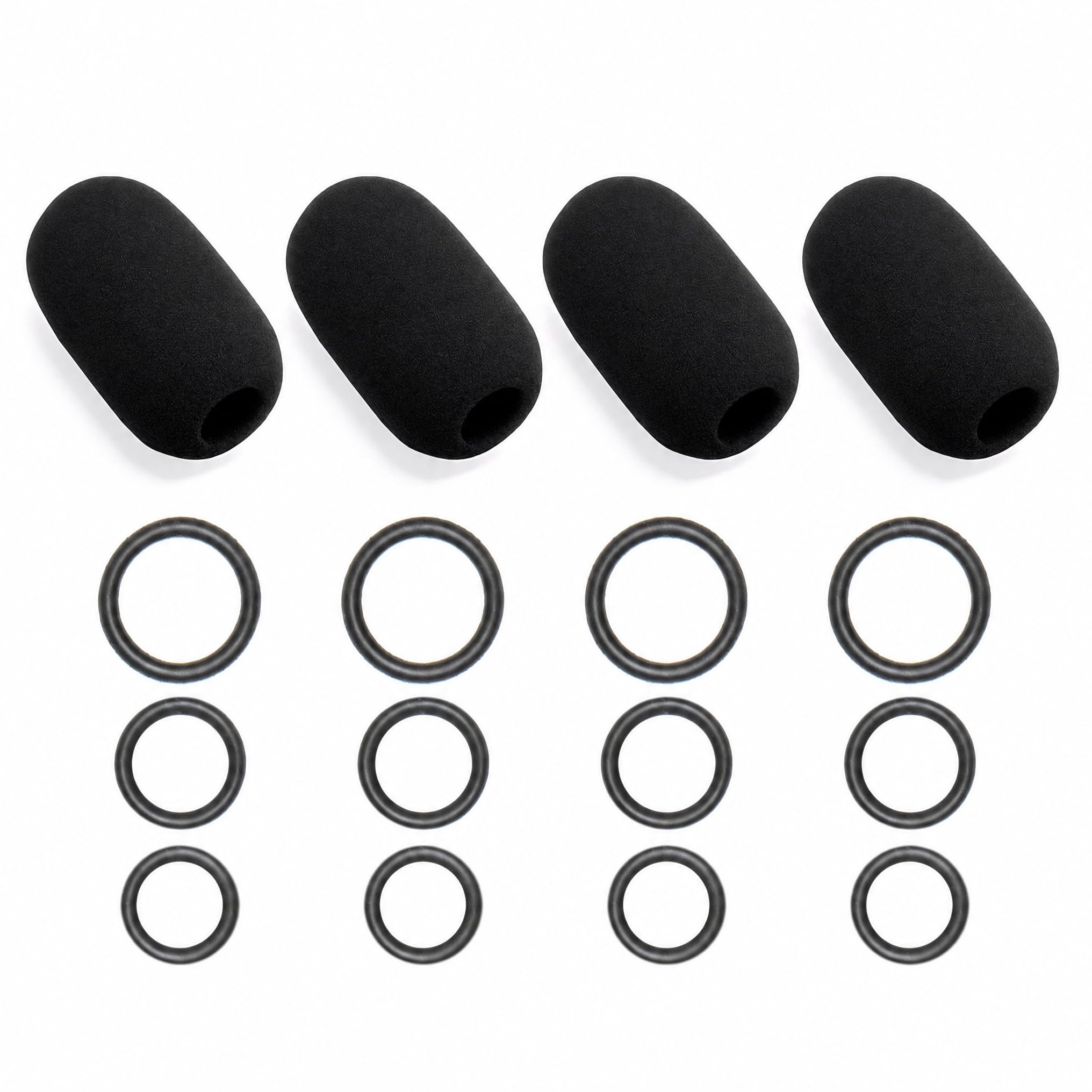 Voarmaks 4-Pack Mic Foam Covers Compatible with CARDO PACKTALK EDGEPHONES, Spirit Motorcycle Headset, Cardo Packtalk/Freecom/Smart Hybrid Microphone + 12 O-Rings in 3 Sizes – Windscreen Pop Filter