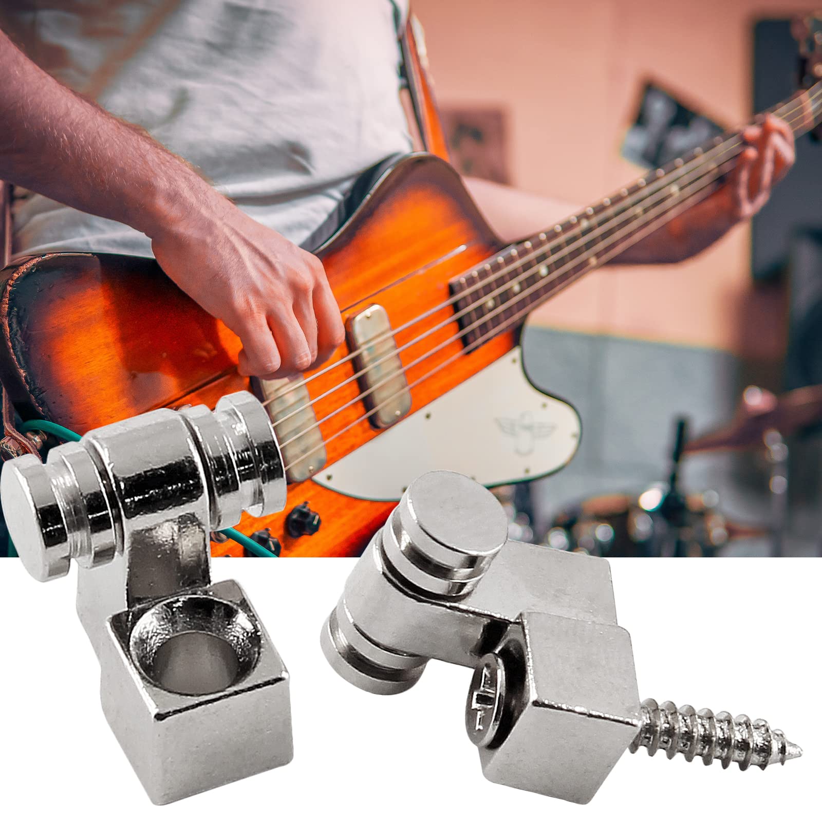 Jersvimc 2 Pcs Guitar Roller String Tree, for Tele Start(Chrome)