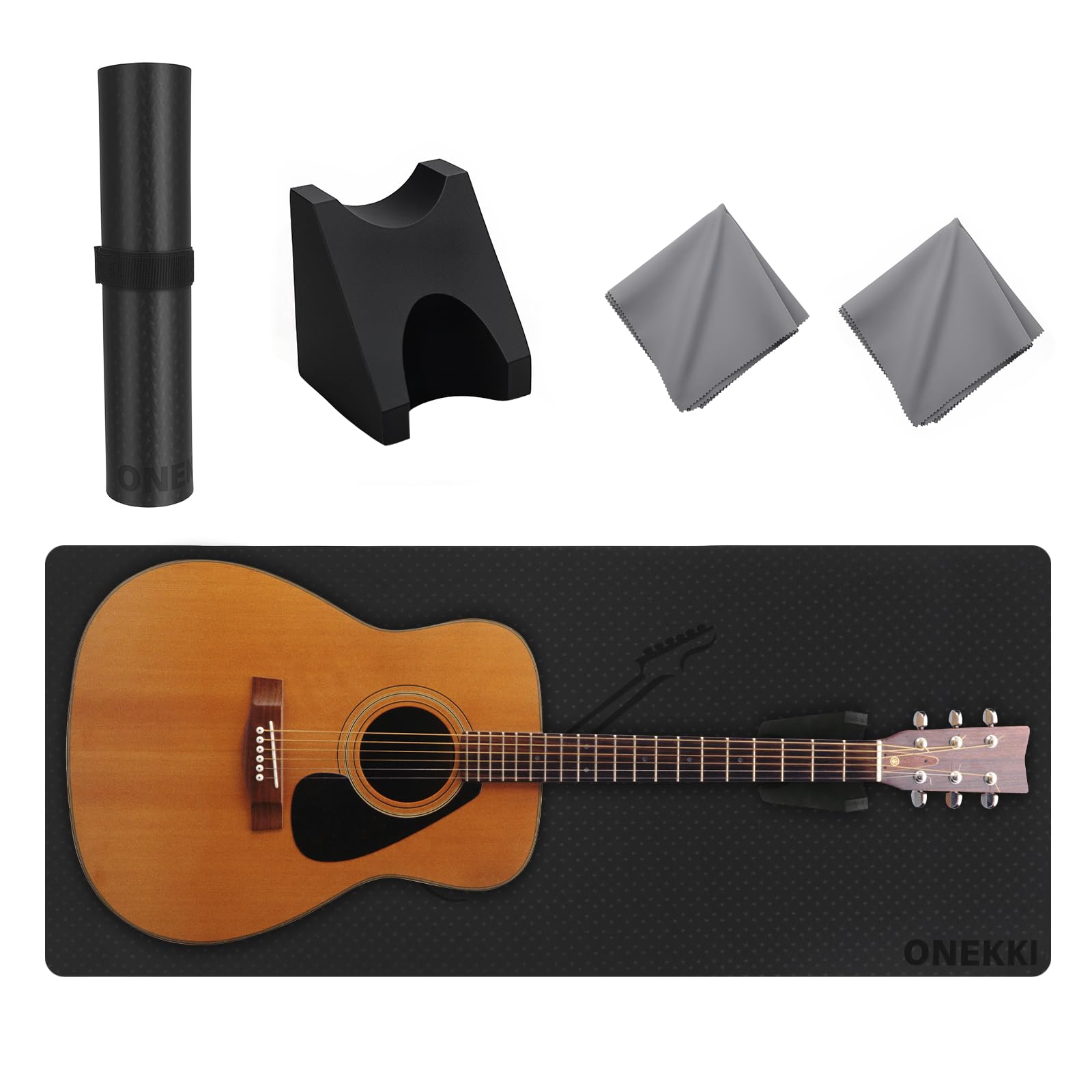Guitar Neck Rest and 41”x 17”Guitar Mat, with Two Heights Support, Non-Slip