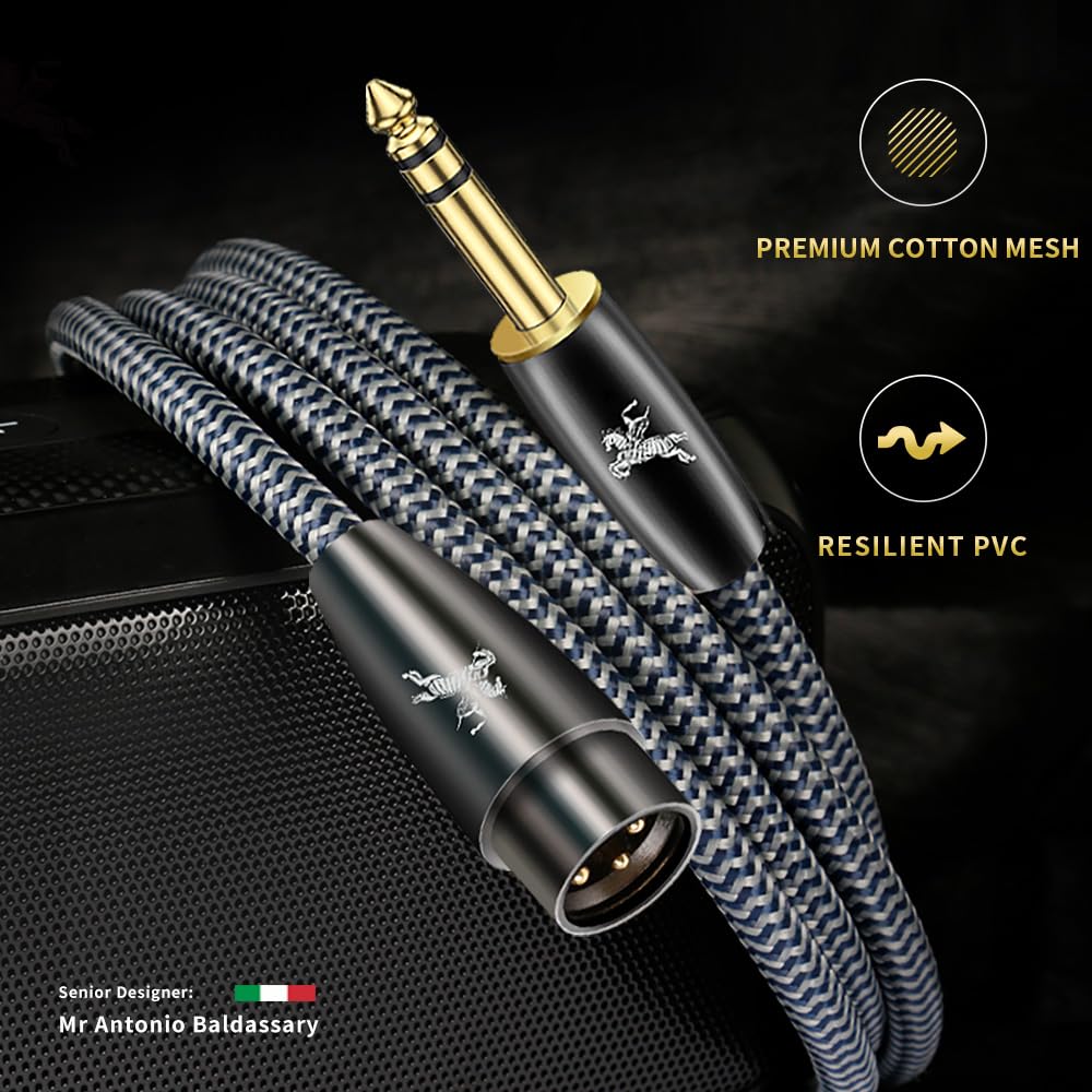 Impeto 6.35mm (1/4″) TRS to XLR Male Balanced Cable, 3M/9.8ft, for Mic, Mixer & Interface (1-Pack)