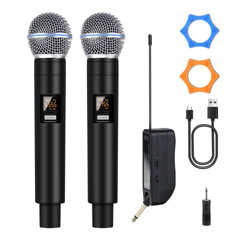 WONATU Handheld Wireless Microphones, 2.4G 500 ft Range