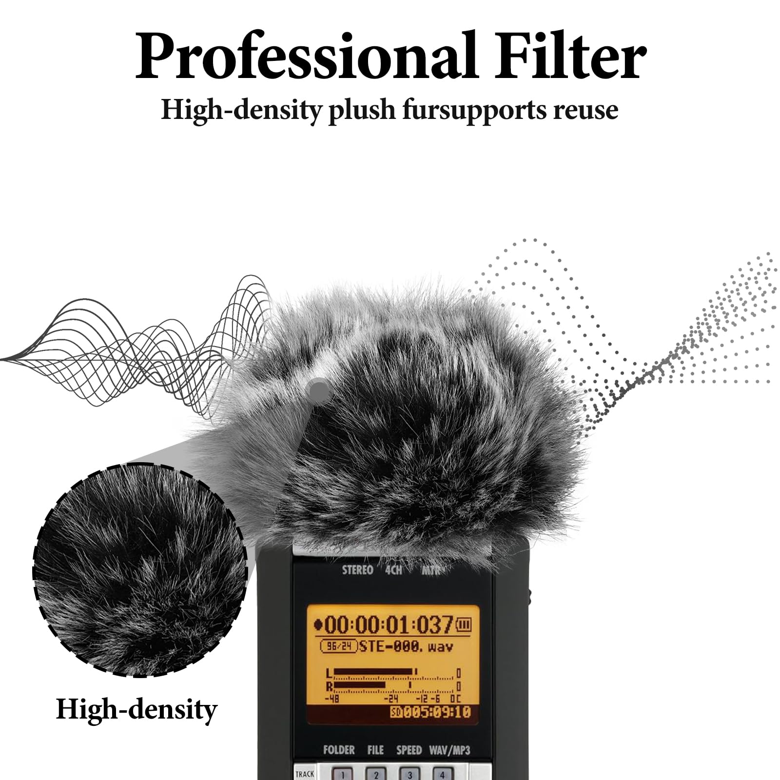 Geekria for Creators Furry Windscreen Compatible with Zoom H2n, H4n, H4n Pro Handy Recorder, Mic DeadCat Wind Cover Muff, Fluff Cover Windshield, Portable Digital Recorder (Grey / 2 Pack)