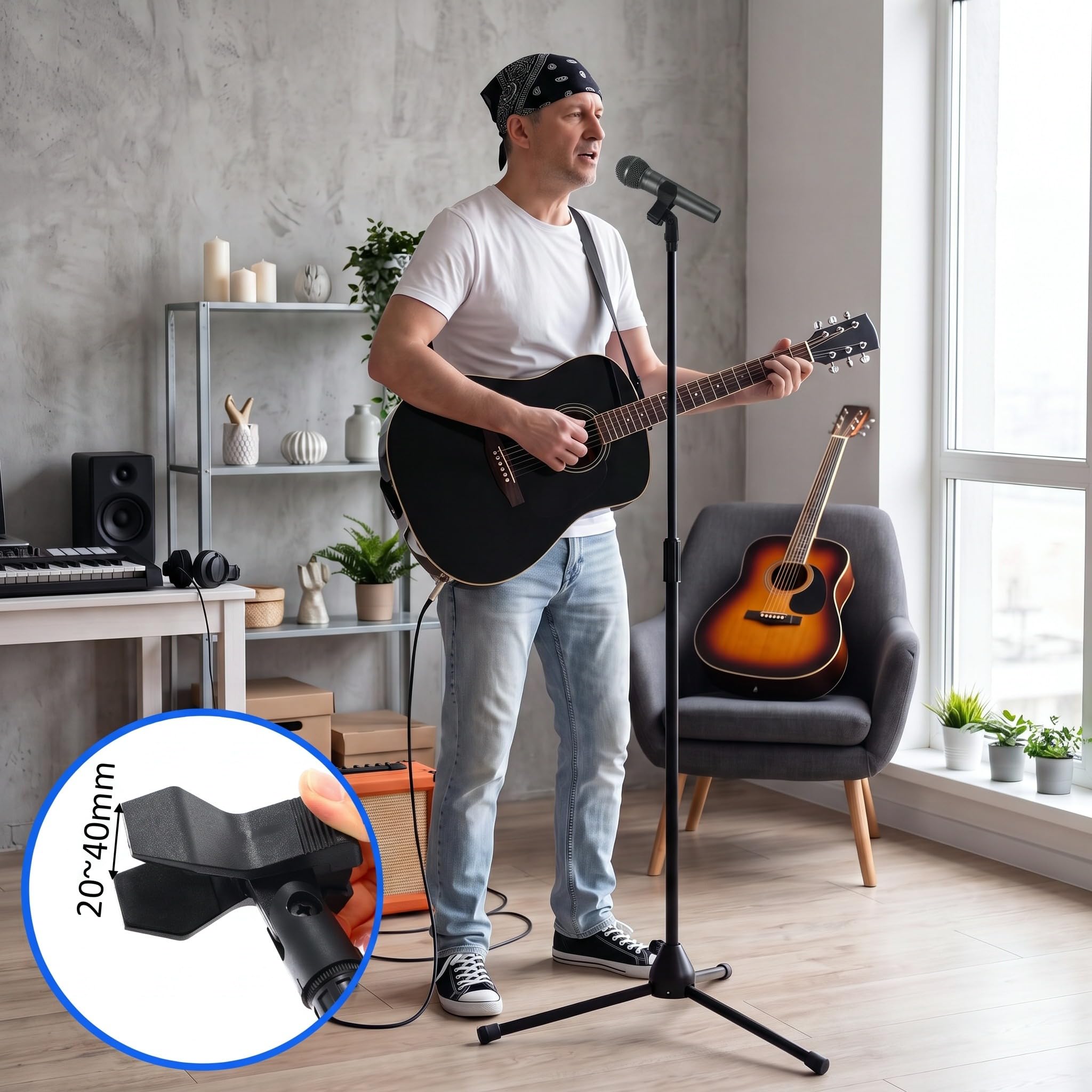 Xuhal 2 Pack Microphone Tripod Stand,Mic Slot
