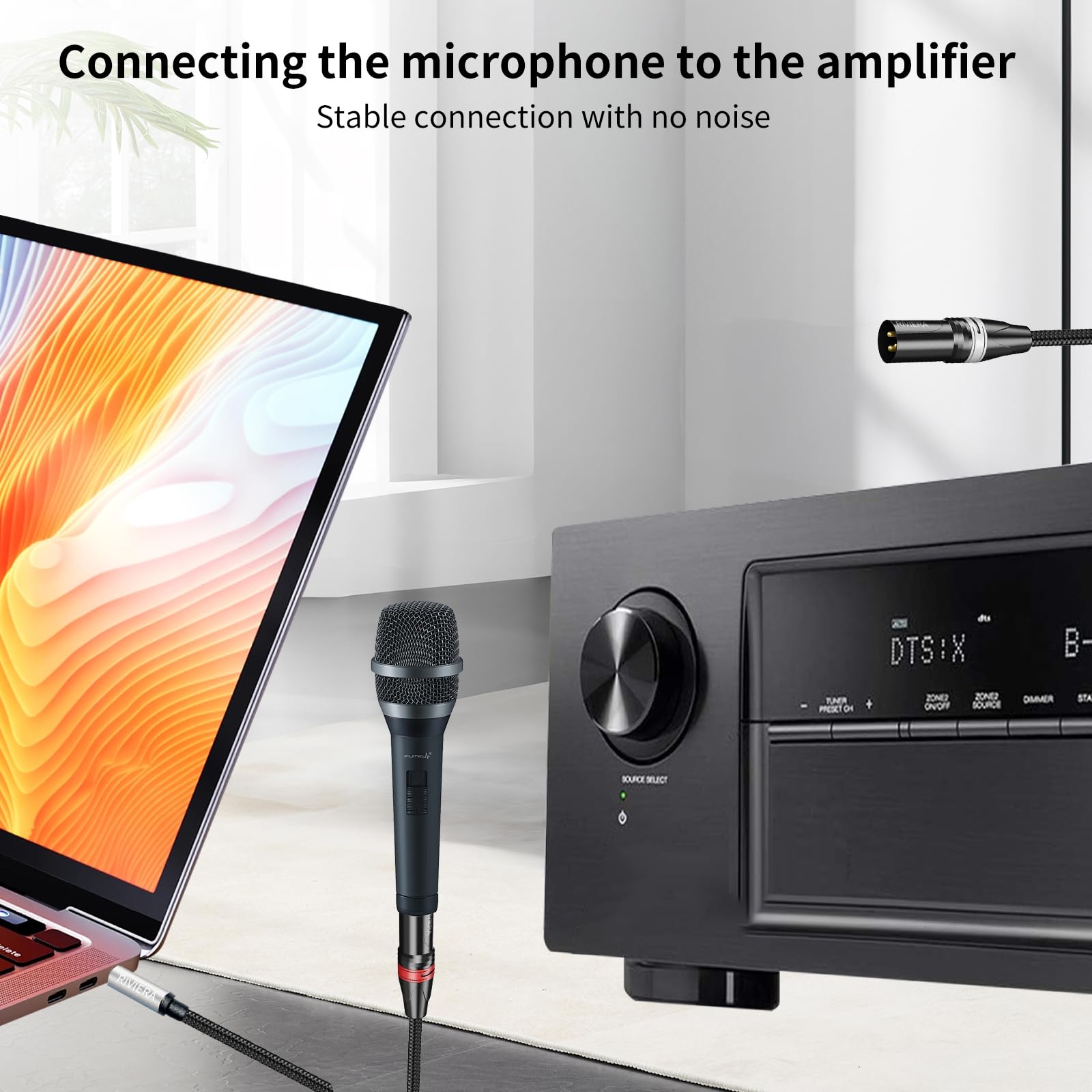 RIVIERA 10FT/3.0M Audio Cable 1/8 Inch 3.5mm Stereo TRS to Dual XLR Male Y-Splitter Adaptor Interconnect Patch Cord with Nylon Braid Aux Jacket and Sheild Wire Low Noise for Muscial Instrument