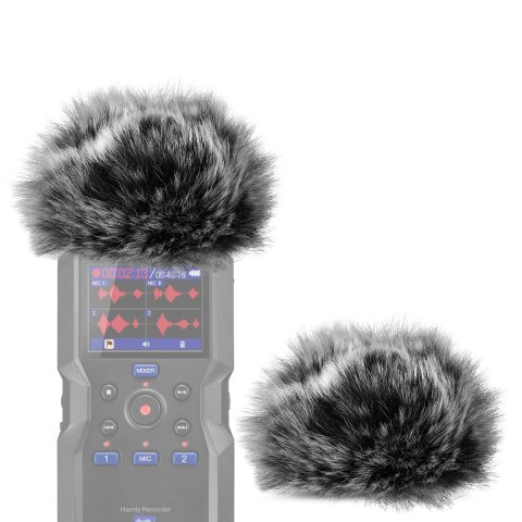 Geekria for Creators Furry Windscreen Compatible with Zoom H4 Essential Handy Recorder, Mic DeadCat Wind Cover Muff, Fluff Cover Windshield, Portable Digital Recorder (Grey / 2 Pack)