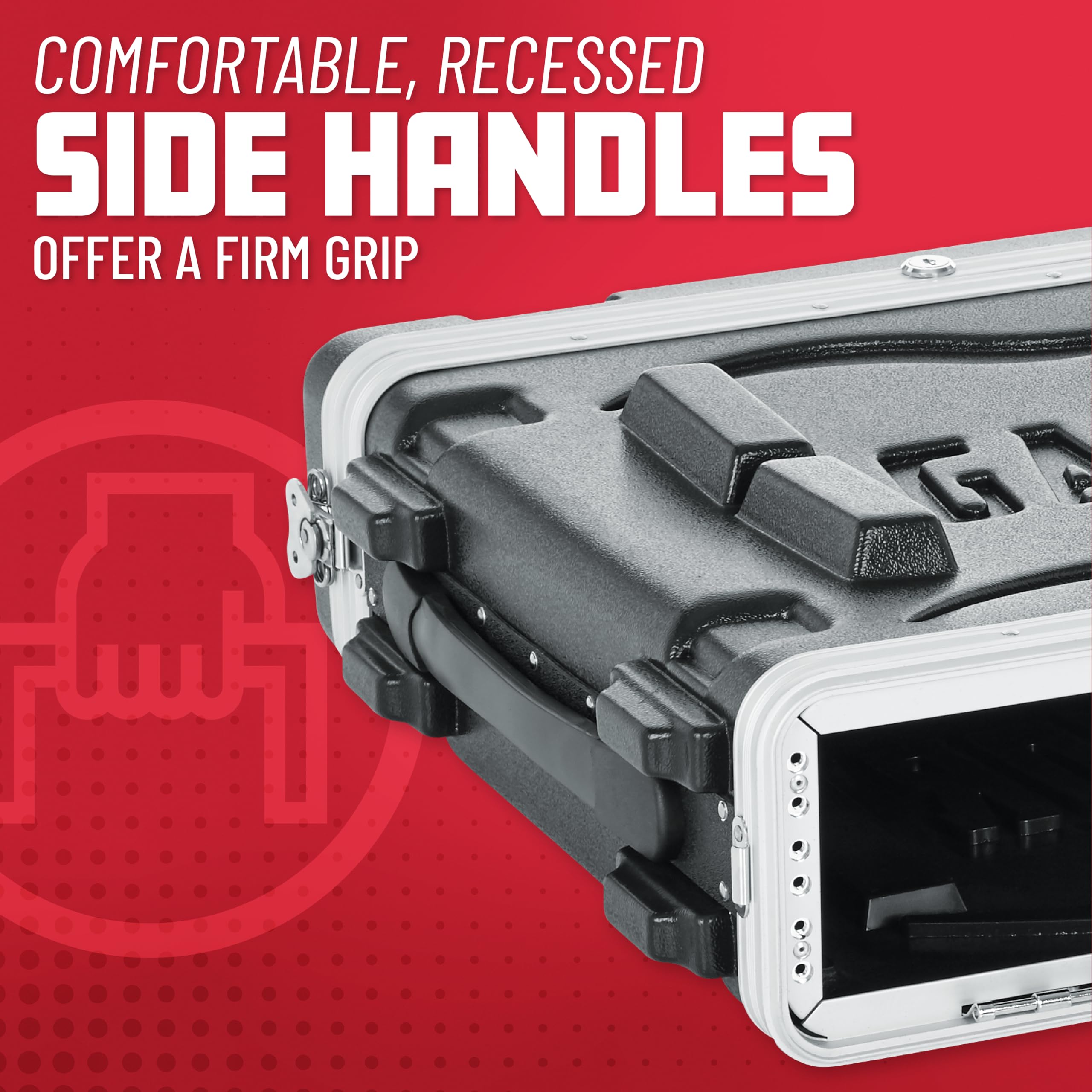 Gator Cases Soundcheck Series Lightweight Molded 2U Rack Case with Heavy Duty Latches, Standard 19.25′ Depth (GR-2L)