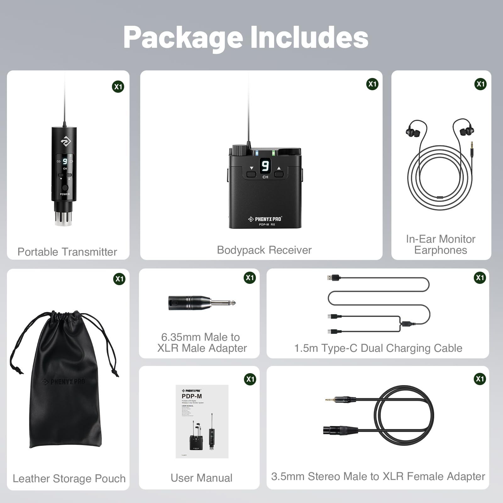 Phenyx Pro Compact UHF Stereo Wireless in-Ear Monitor System PDP-M