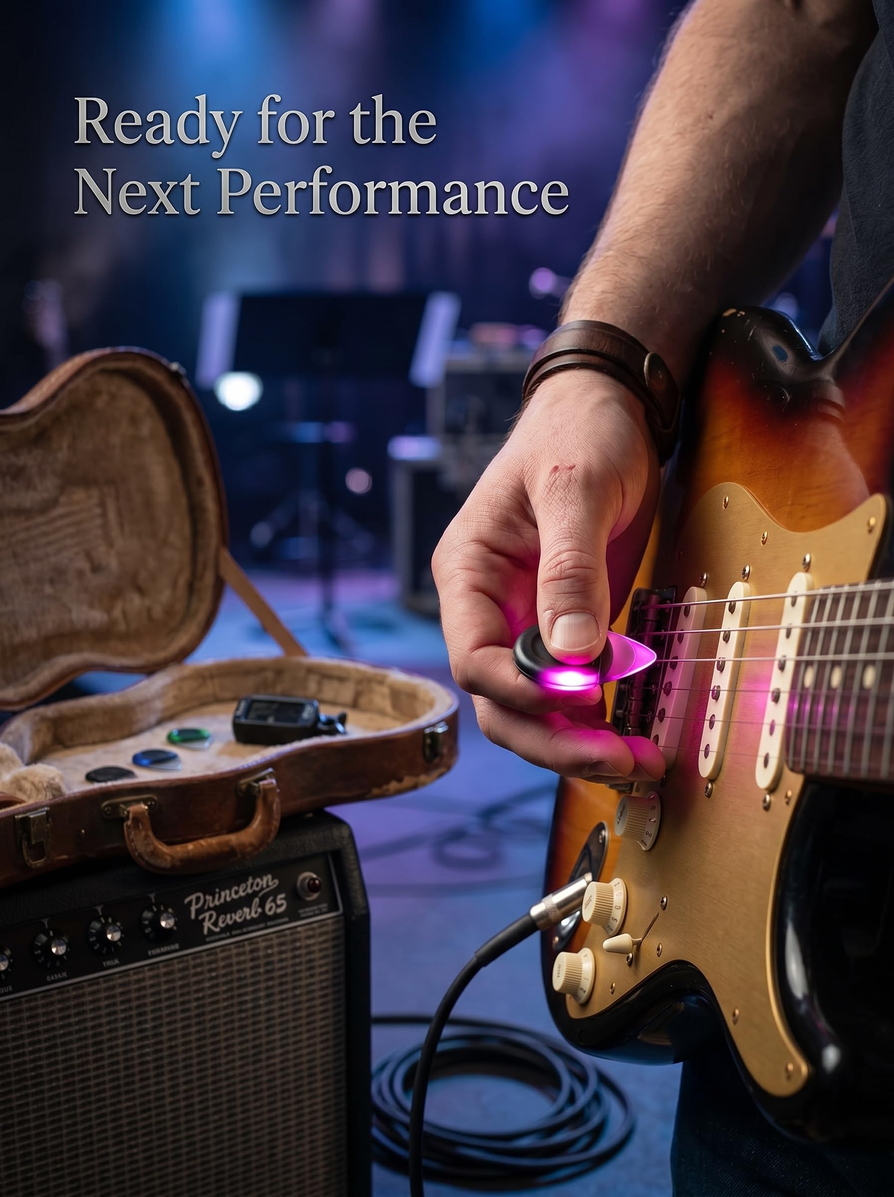 Purple Red LED Light Up Guitar Pick 1 Pack, Gift for Electric Bass Players