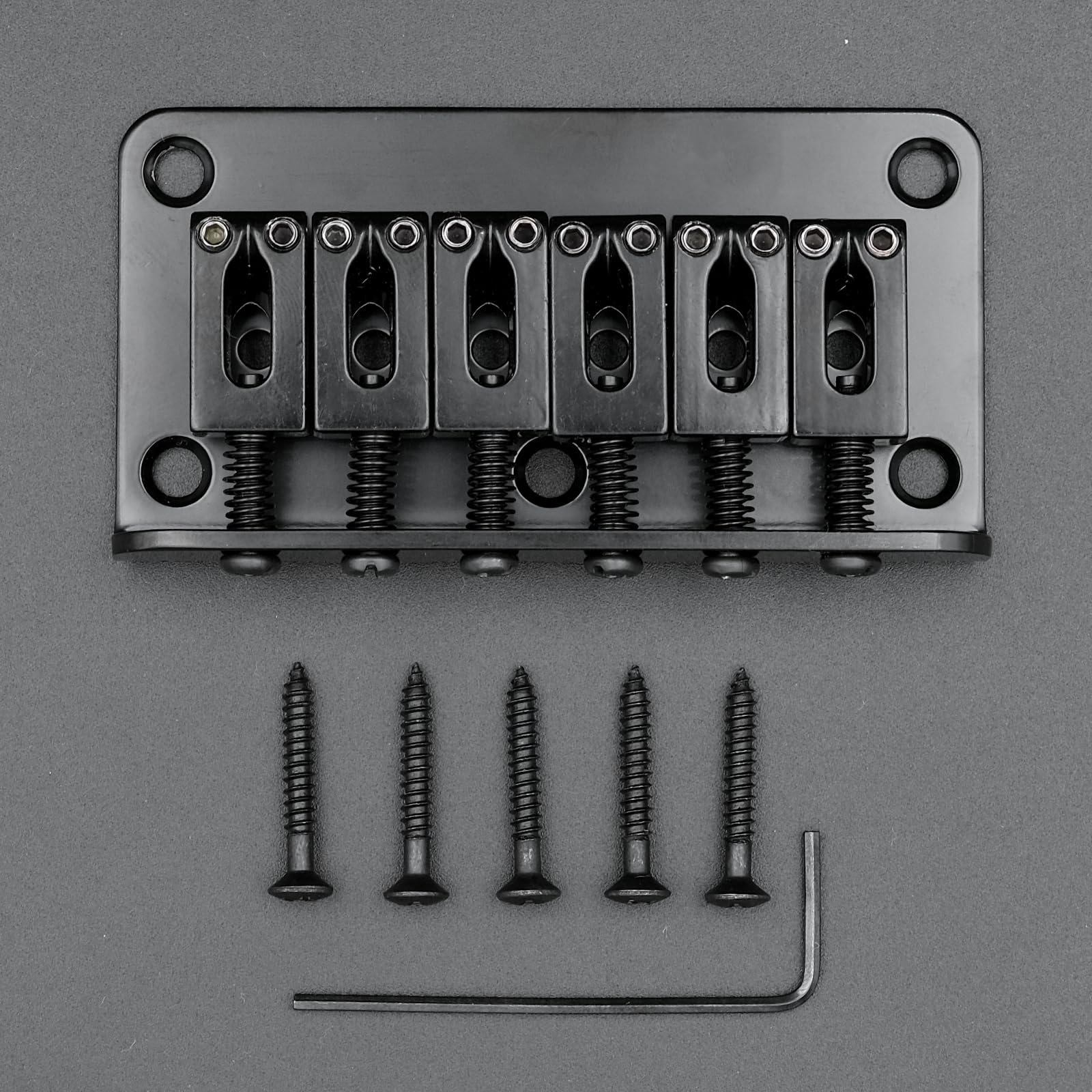 Xuxing 78mm Fixed Hardtail Bridge for 6 String Fender Strat Tele Electric Guitar (Black, 78mm)