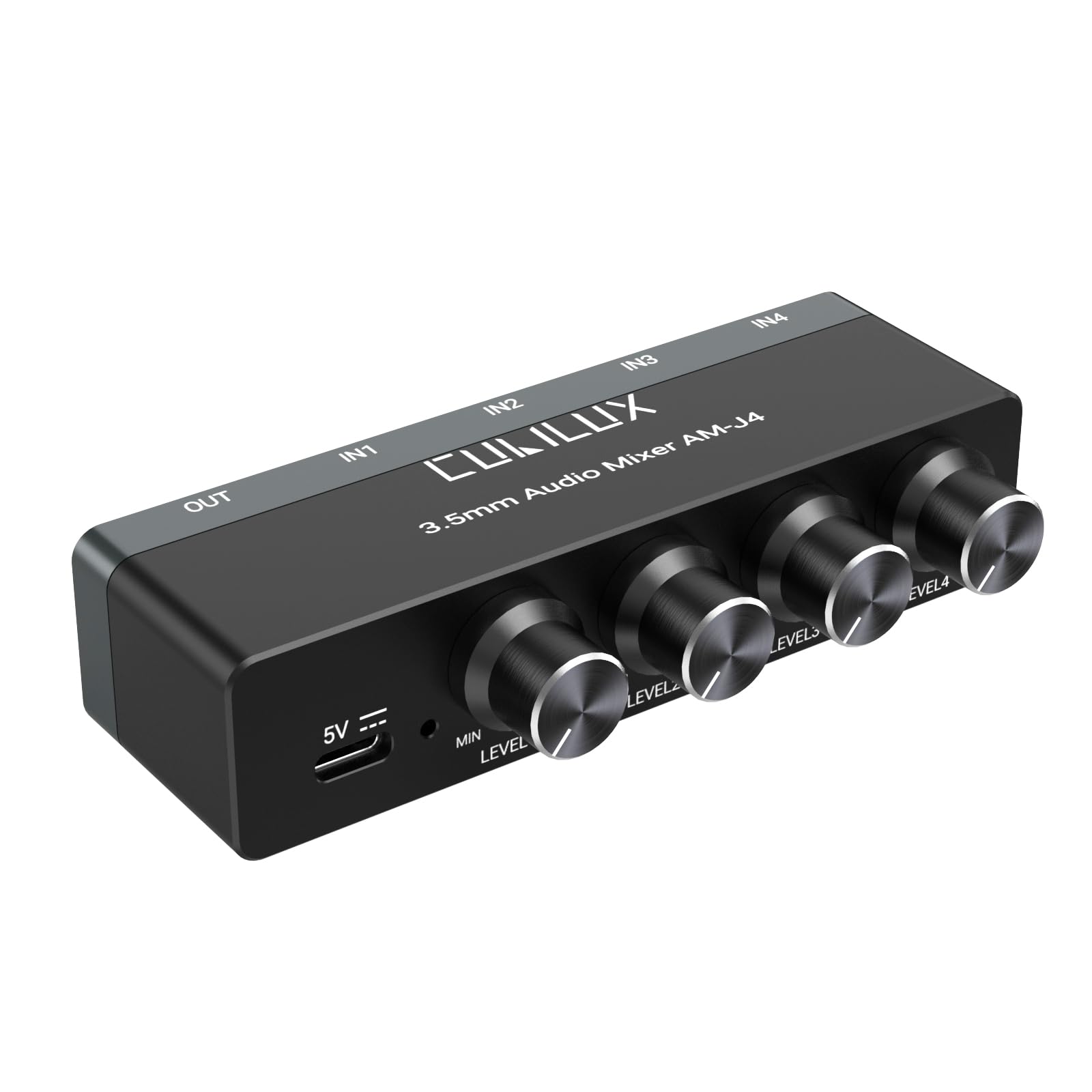 Cubilux 4-Channel 3.5mm Audio Mixer, Ultra-Low-Noise Mini Audio Mixer for Sub-Mixing, 1/8 TS/TRS Input, Stereo Switcher Suitable for Guitars, Bass, Keyboards