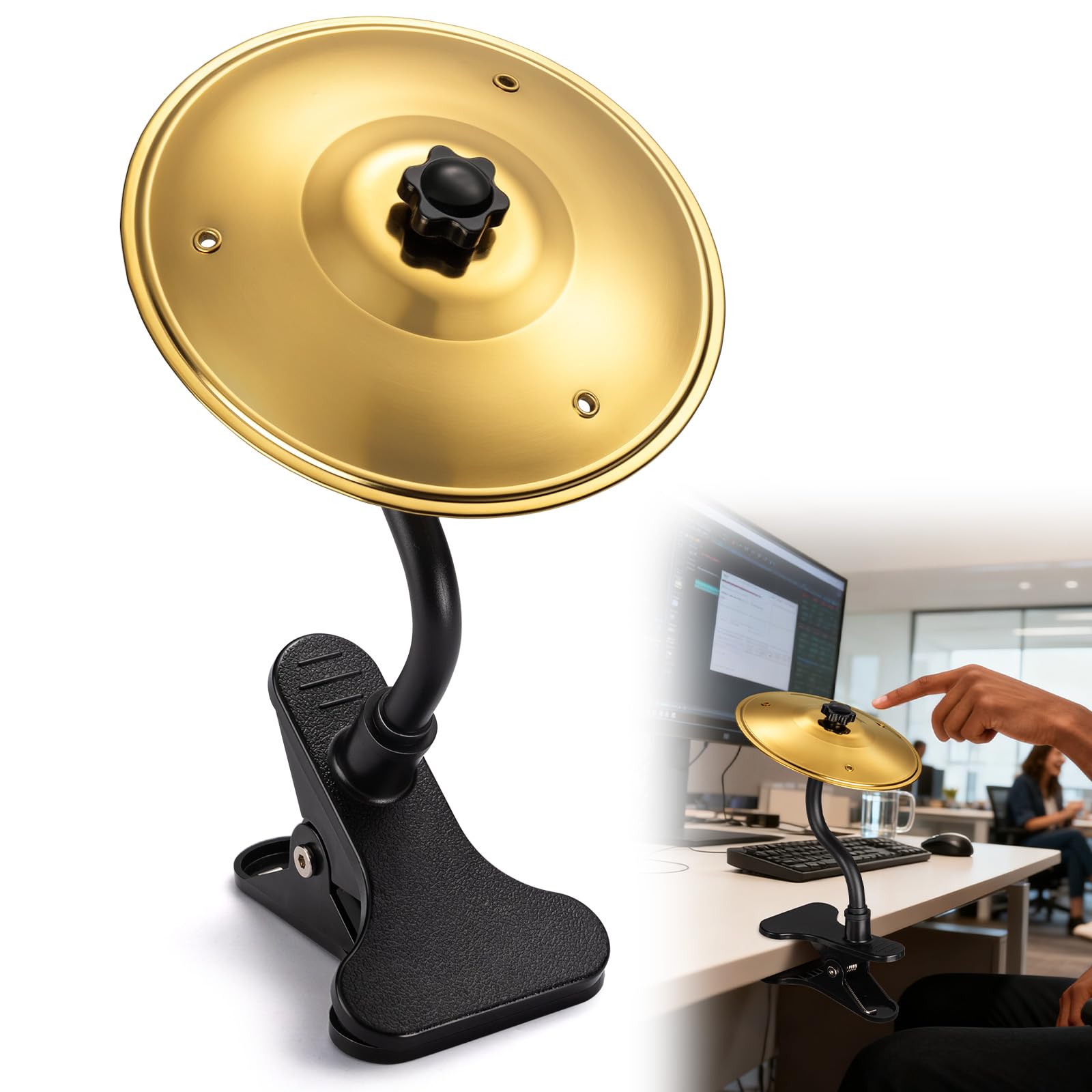Facmogu Desktop Crash Cymbal, Sturdy Flexible Support Rod, Mini Drum Gadget