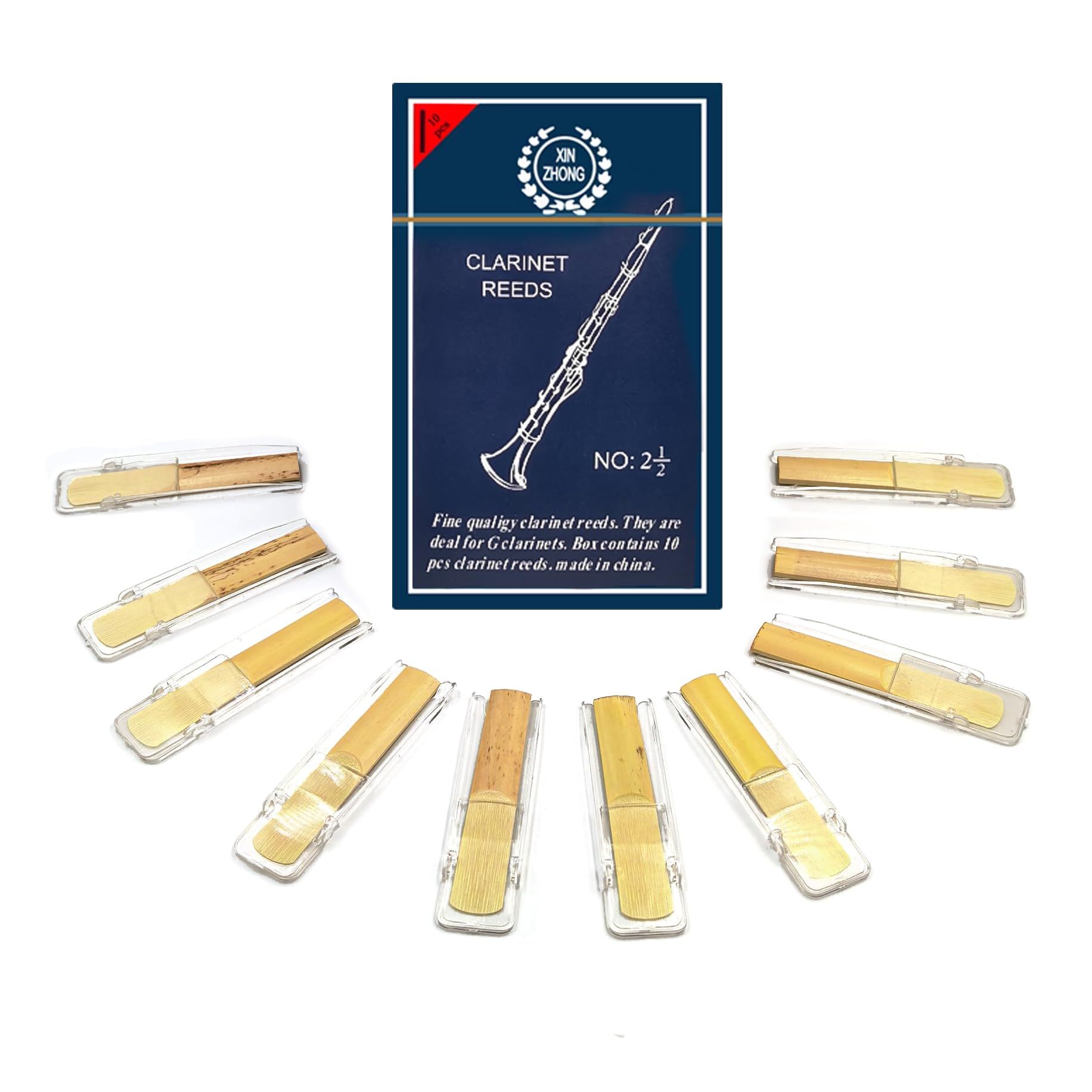 10PCS Clarinet Reeds for Clarinet Beginner and Intermediates Strength 2.5