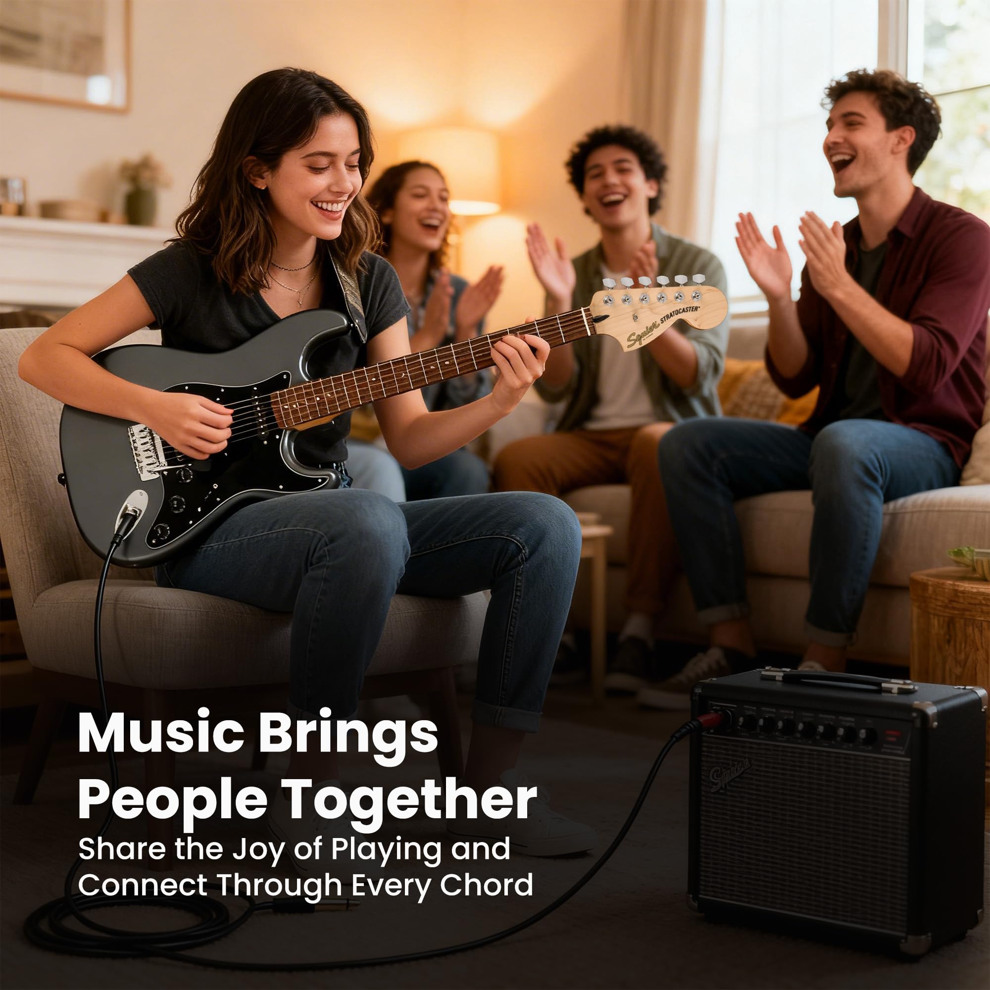 Fender Squier Affinity Stratocaster HSS Pack – Charcoal Frost Metallic Bundle with Frontman 10G Amplifier, Cable, Gig Bag, Tuner, Strap, Picks, and Austin Bazaar Instructional DVD