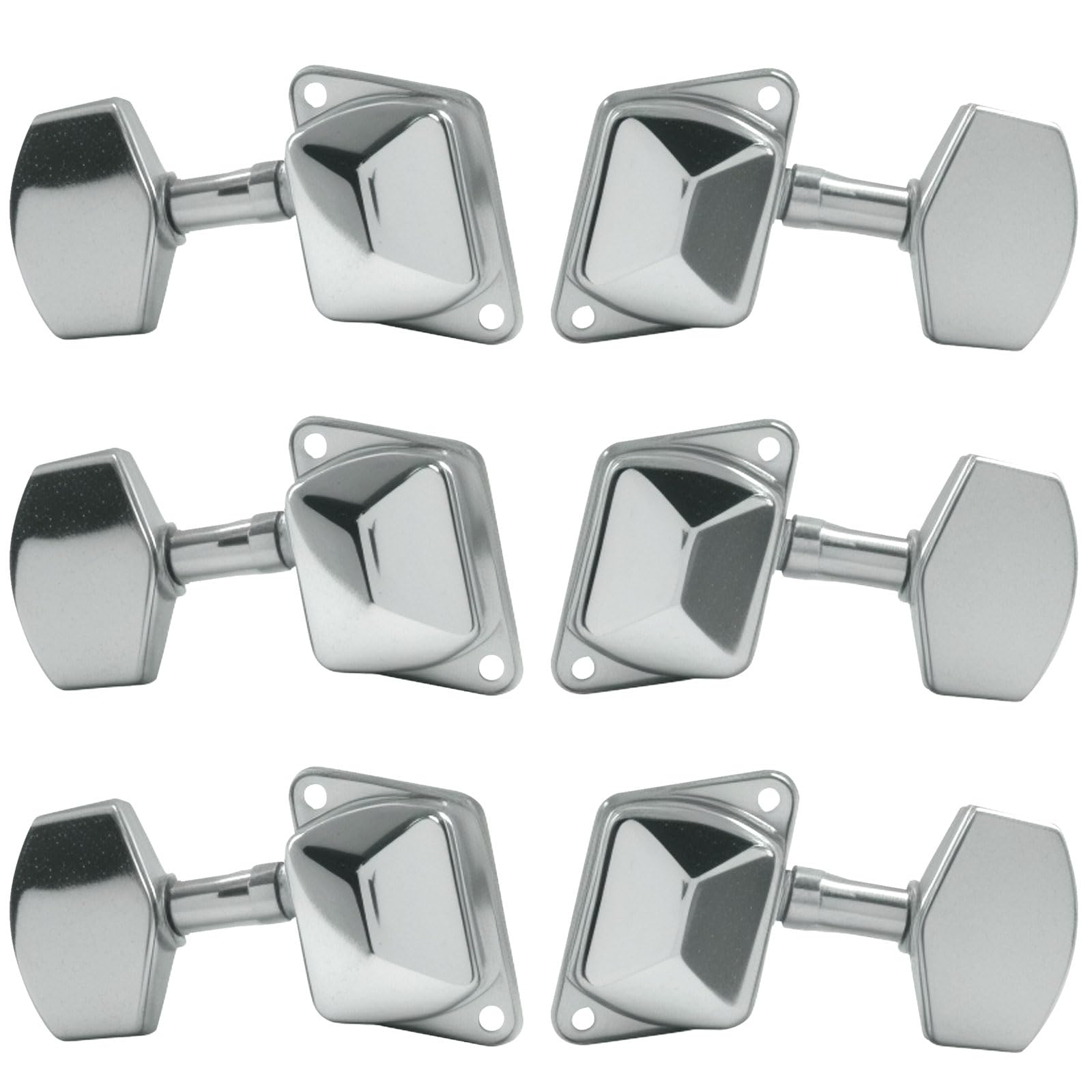 Hordion 6pcs Semi-closed Guitar String Tuning Pegs Tuners, 3L 3R, Silver