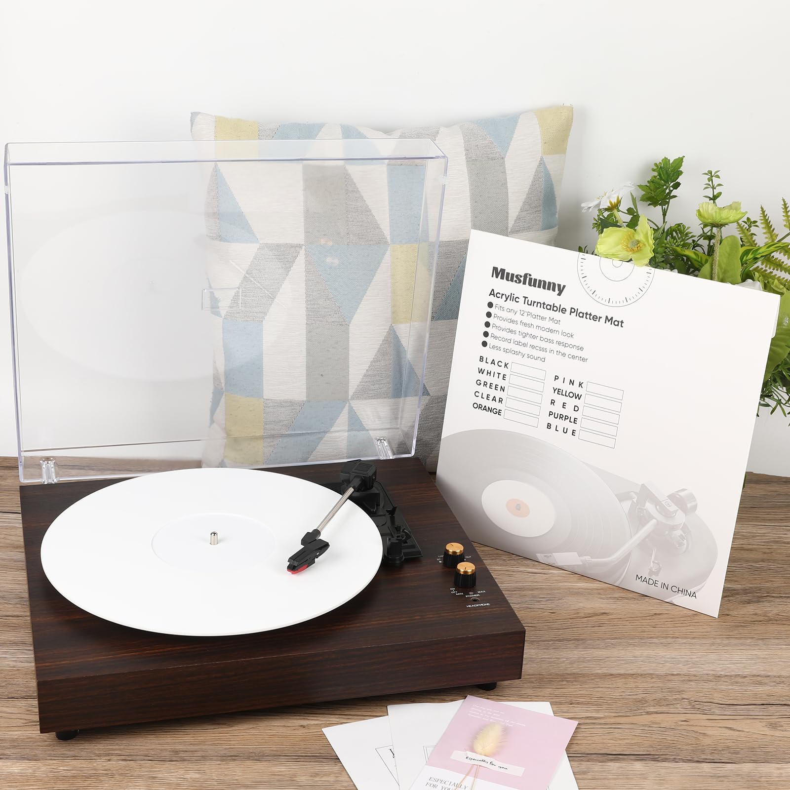 Acrylic Turntable Mat for Vinyl Records: 12 Inch Anti-Static Vinyl Slipmat