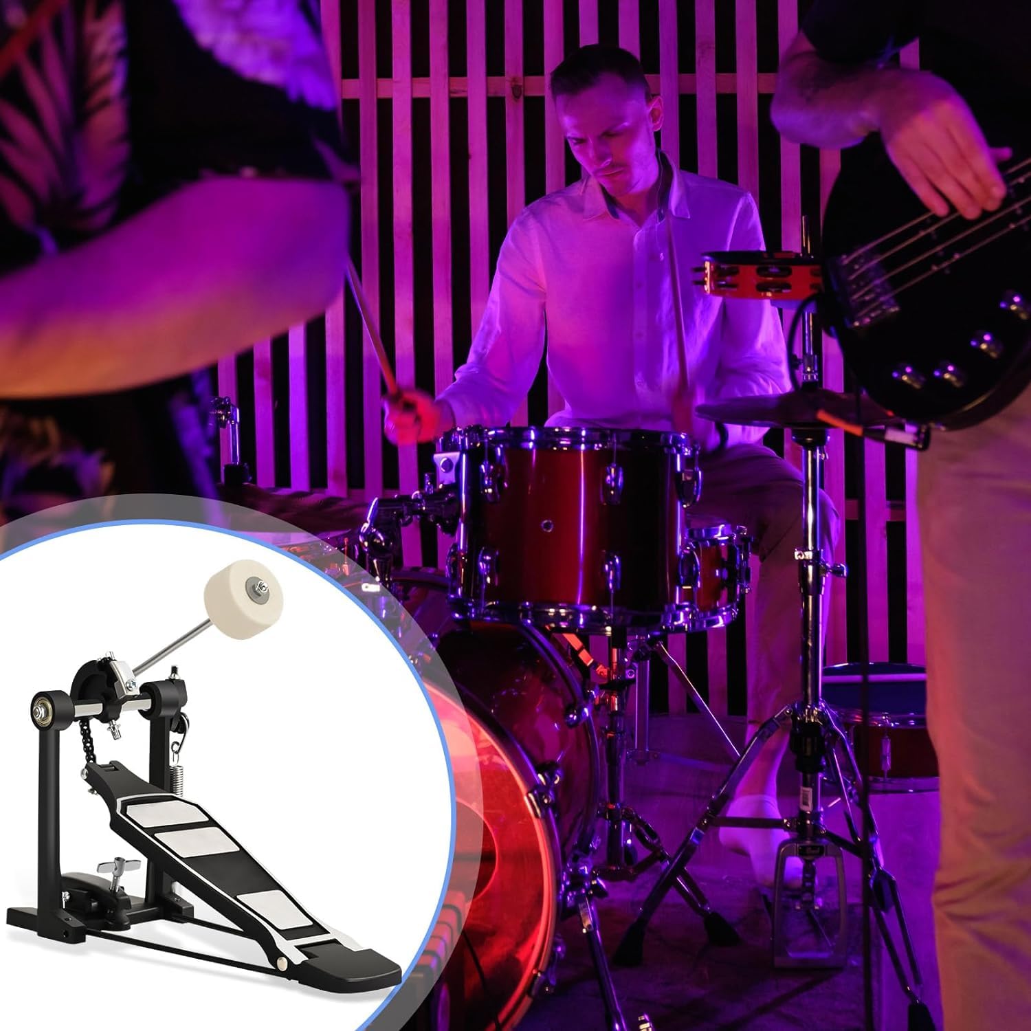 Tipatyard Single Bass Drum Pedal Single Pedal for Drum Set Kit and Electronic Drums | Single Chain