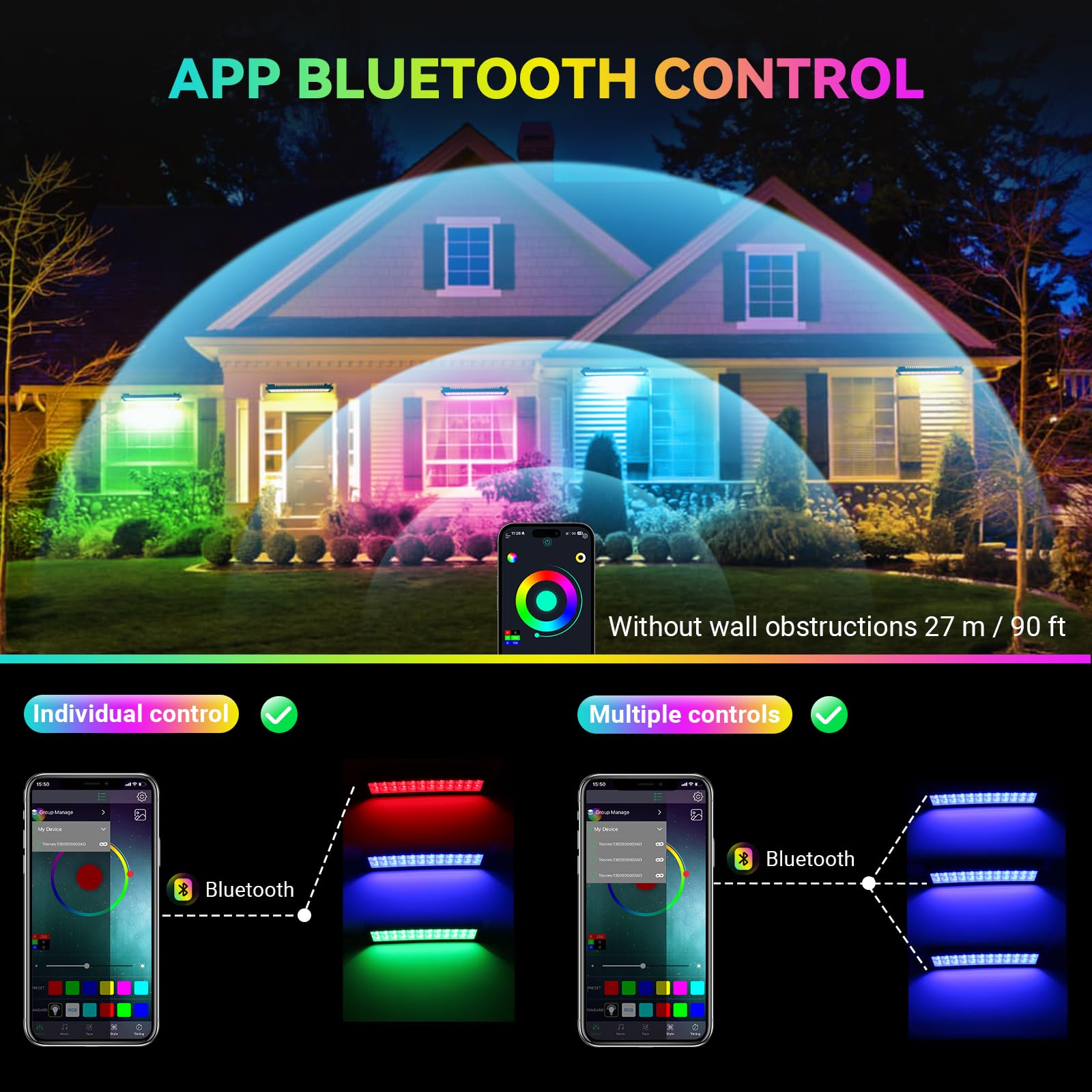 Yeesite LED Stage Wash Light Bar 2Pack for Outdoor Indoor Party