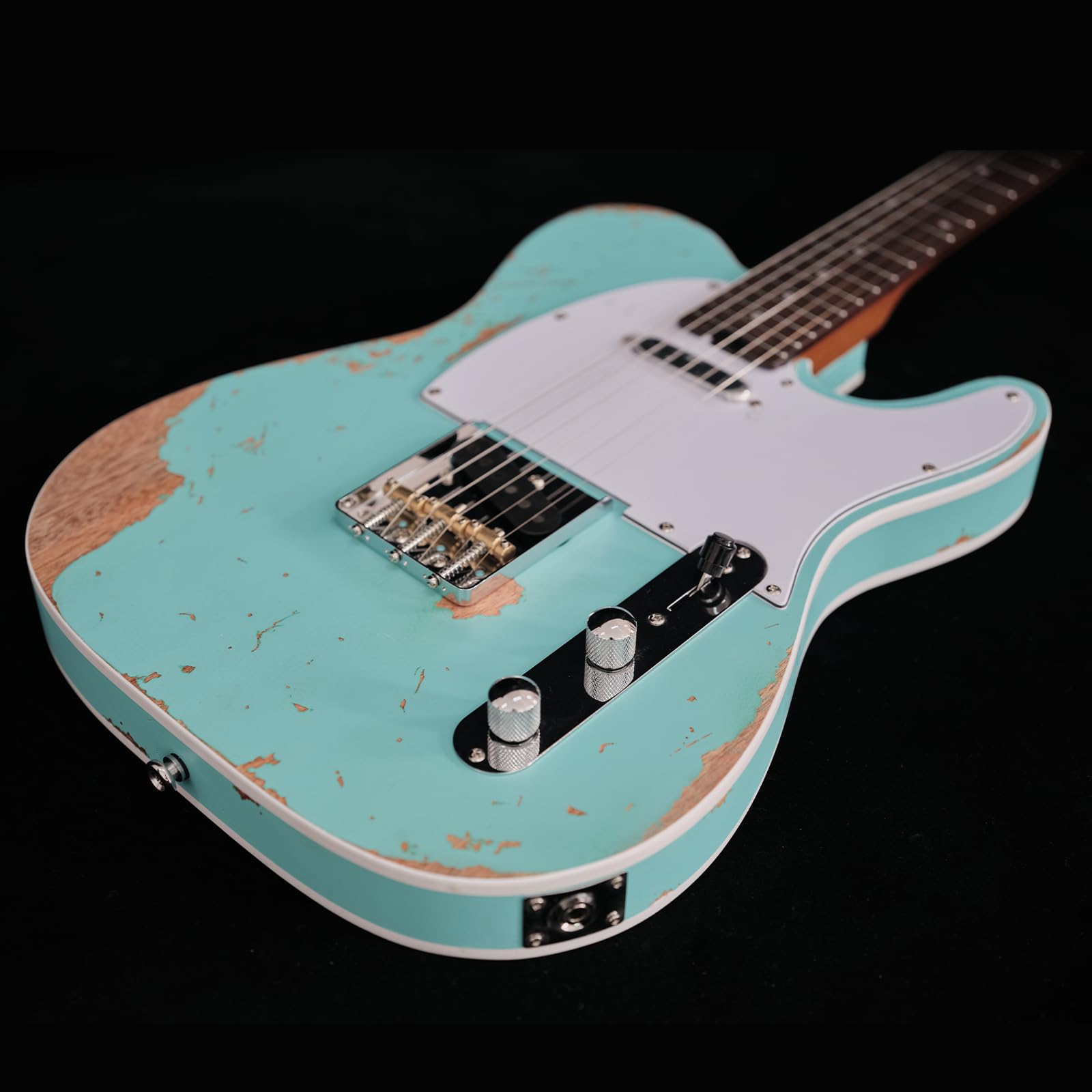KGD Relic electric guitar mahogany body carbonized maple neck rosewood fretboard 6-string solidbody electric guitar S-S pickupsbrass barrel saddle bridge (Seafoam)