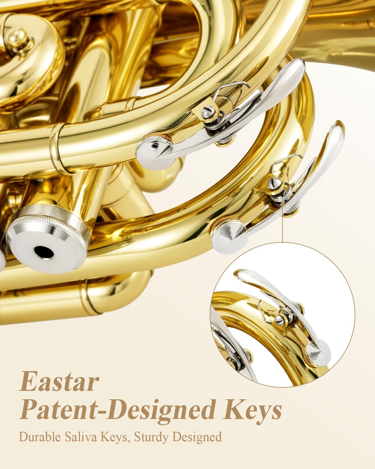 Eastar Bb Pocket Trumpet Brass, Golden, Case Full Kit, ETR-330