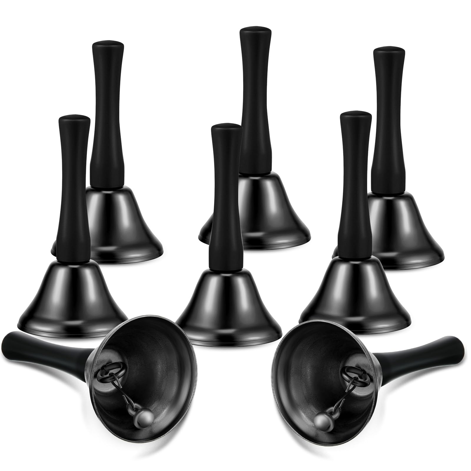 Boao 24 Pack Small Hand Bells Bulk Metal Wedding Bells, Black