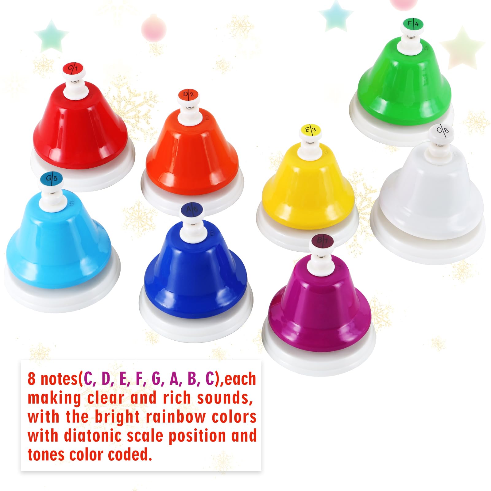 EASTROCK DeskBells 8 Note Handbells Set for Adults