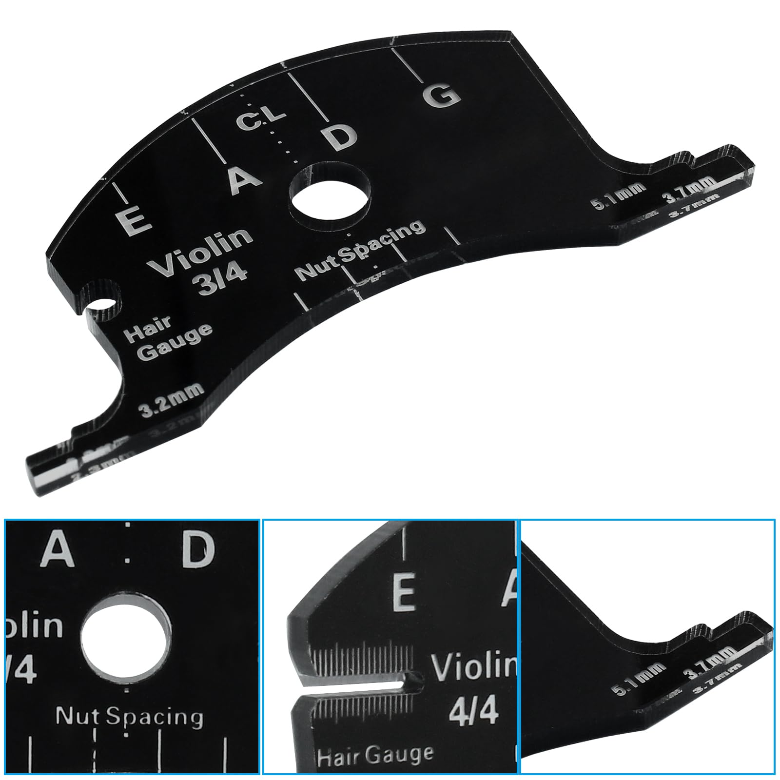 Piutouyar Black 4/4 Violin Bridges Fingerboard Repair Reference Tool