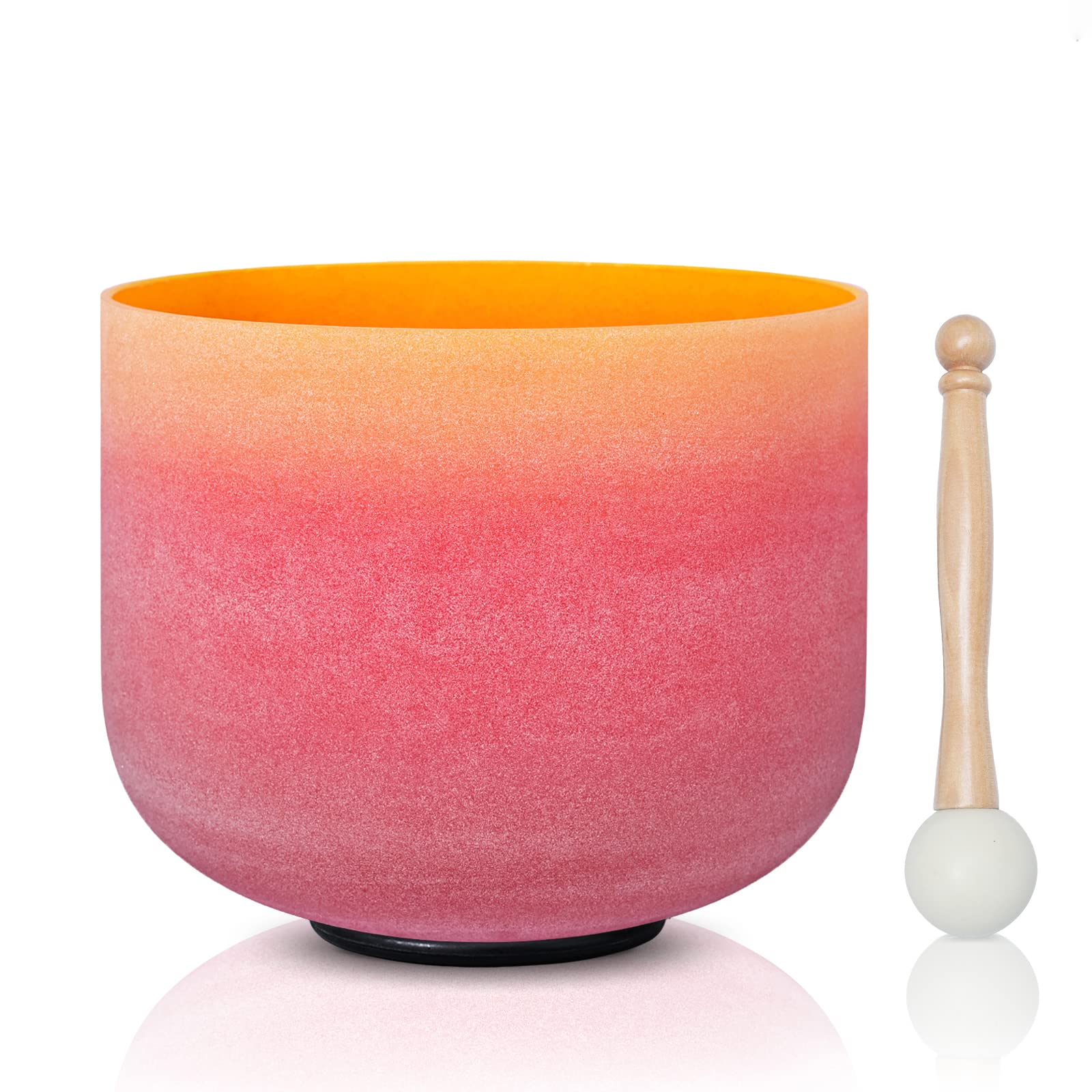 CVNC 8 Inch Rainbow Color Frosted Quartz Crystal Singing Bowl 440HZ E Note