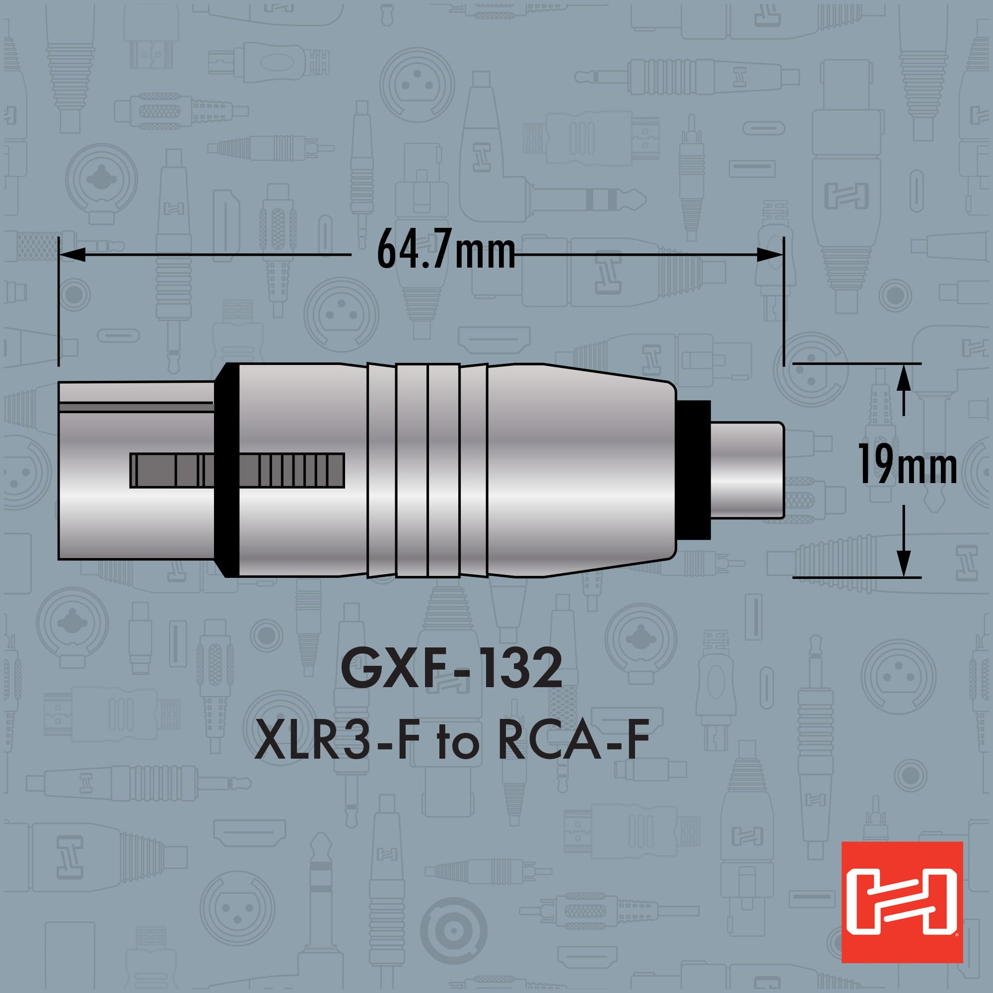 Hosa GXF-132 Adaptor, RCA to XLR3F