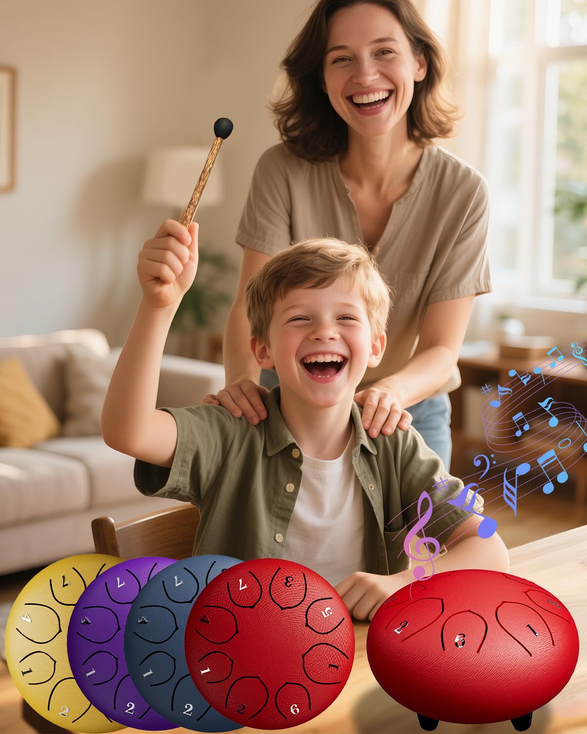 Cossain Steel Tongue Drum, 6 Inches 8 Notes Tongue Drum, B Major Rain Drum for Outside, Meditation & Yoga, Percussion Music Gift for All Ages
