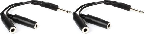 Hosa YPP-111 1/4″ TS to Dual 1/4″ TSF Y Cable (Pack of 2)