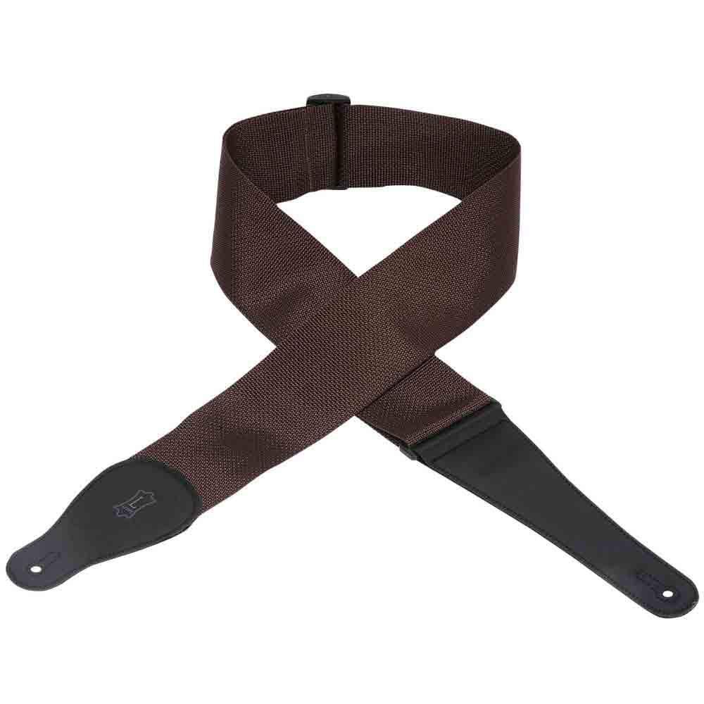 Levy’s Leathers M8P3-BRN 3″ polypropylene guitar strap with polyester ends and tri-glide adjustment. Adjustable to 64″; Brown