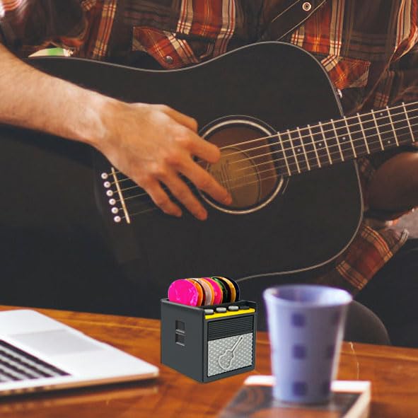 Guitar Pick Holder with Hidden Drawer, Guitar Gift for Dad & Music Lovers