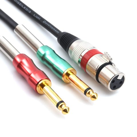 SiYear XLR Female to 6.35mm 1/4 inch Mono Male Audio Y Splitter Cable, Dual 6.35mm 1/4″ Male to XLR Female 3Pin Microphone Audio Converter Adapter Cable(1m/3.3FT)