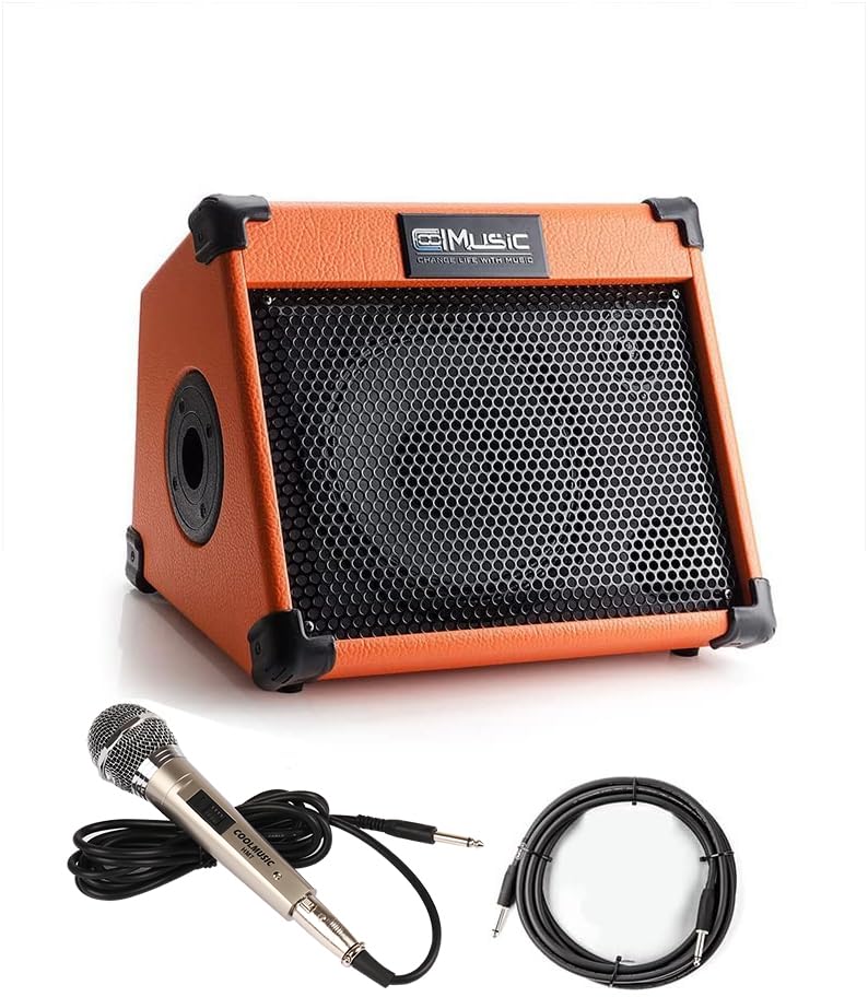 Acoustic Guitar Amplifier, 20 Watt Bluetooth Amp for Guitar Acoustic with Reverb Chorus Effect, 3 Band EQ(Including Microphone and Audio Cable)
