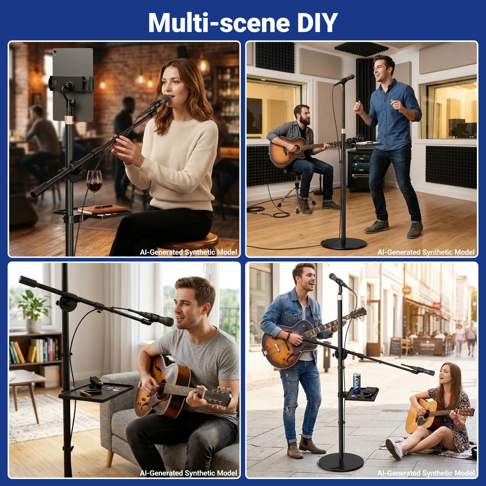 BILIONE Boom Mic Stand Floor for Singing, Podcast, Studio, Live Streaming