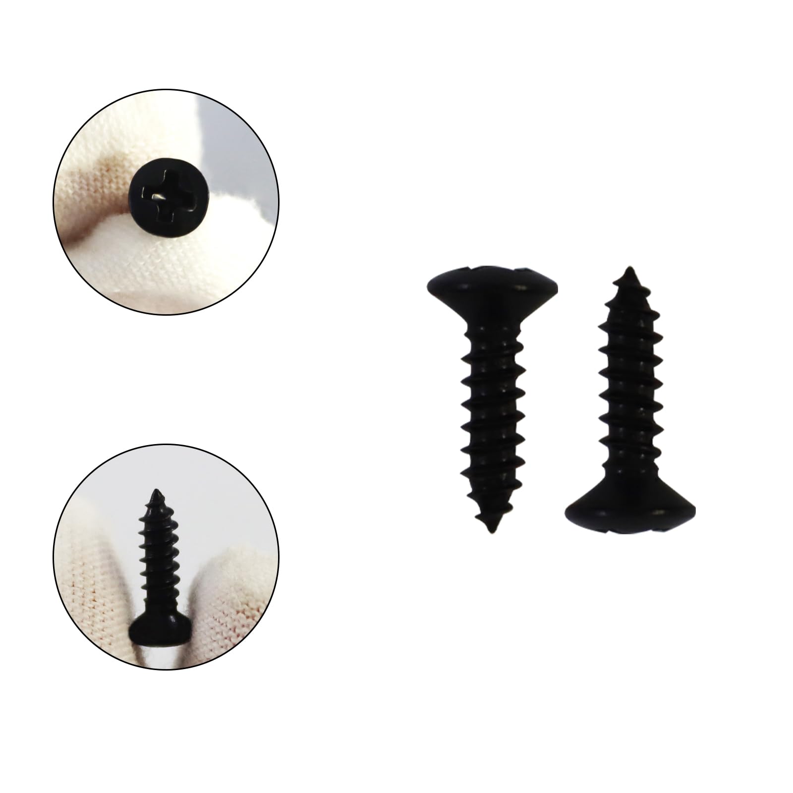 Phrilam #4 x 1/2″ Pickguard Screws for Electric Guitar & Bass, Black 50PCS