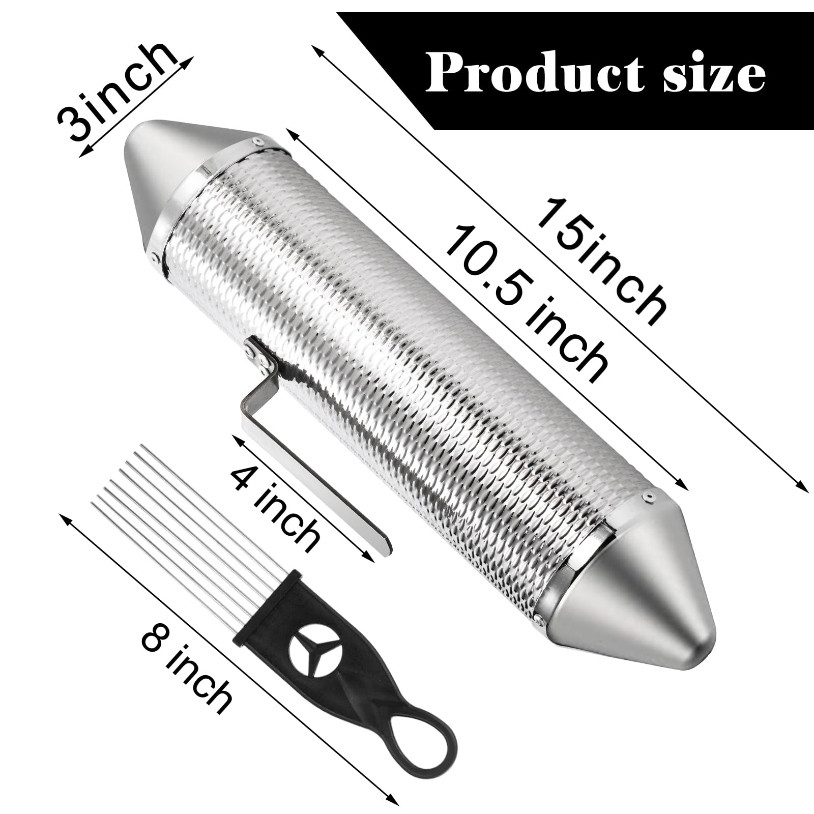 SOUJOY 15” x 3” Guiro Instrument, Stainless Steel Guiro Shaker with 2 Scrapers, Latin Percussion Instrument, Professional Band Accompaniment Sand Hammer for Musical Training