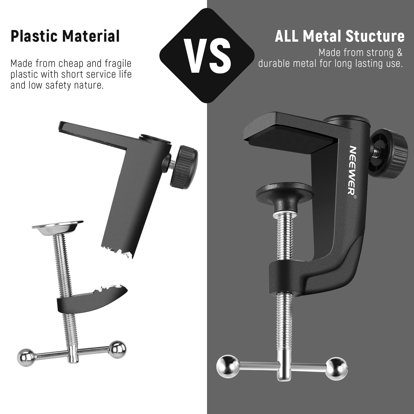 NEEWER Metal Table Mounting Clamp for Microphone Suspension Boom Arm Stand
