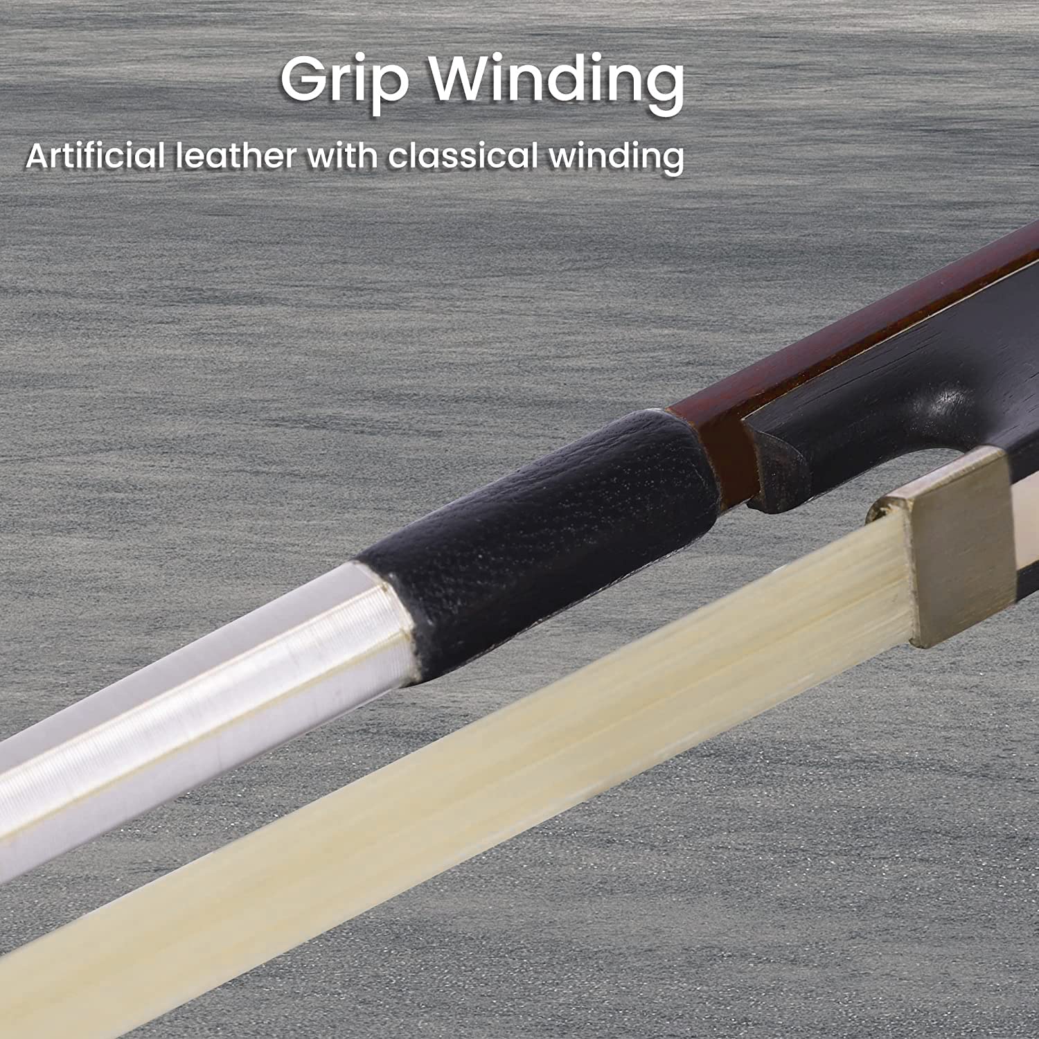 ADM 1/2 Half Size Student Violin Bow, Well Balanced Handmade Brazilwood Bow with Horsehair, Ebony Frog with Pearl Eye and Pearl Slide, Brown