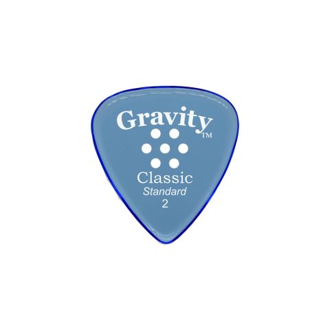 Gravity Picks Classic Guitar Pick – 2.0mm Blue – Polished w/Multi-Hole Grip