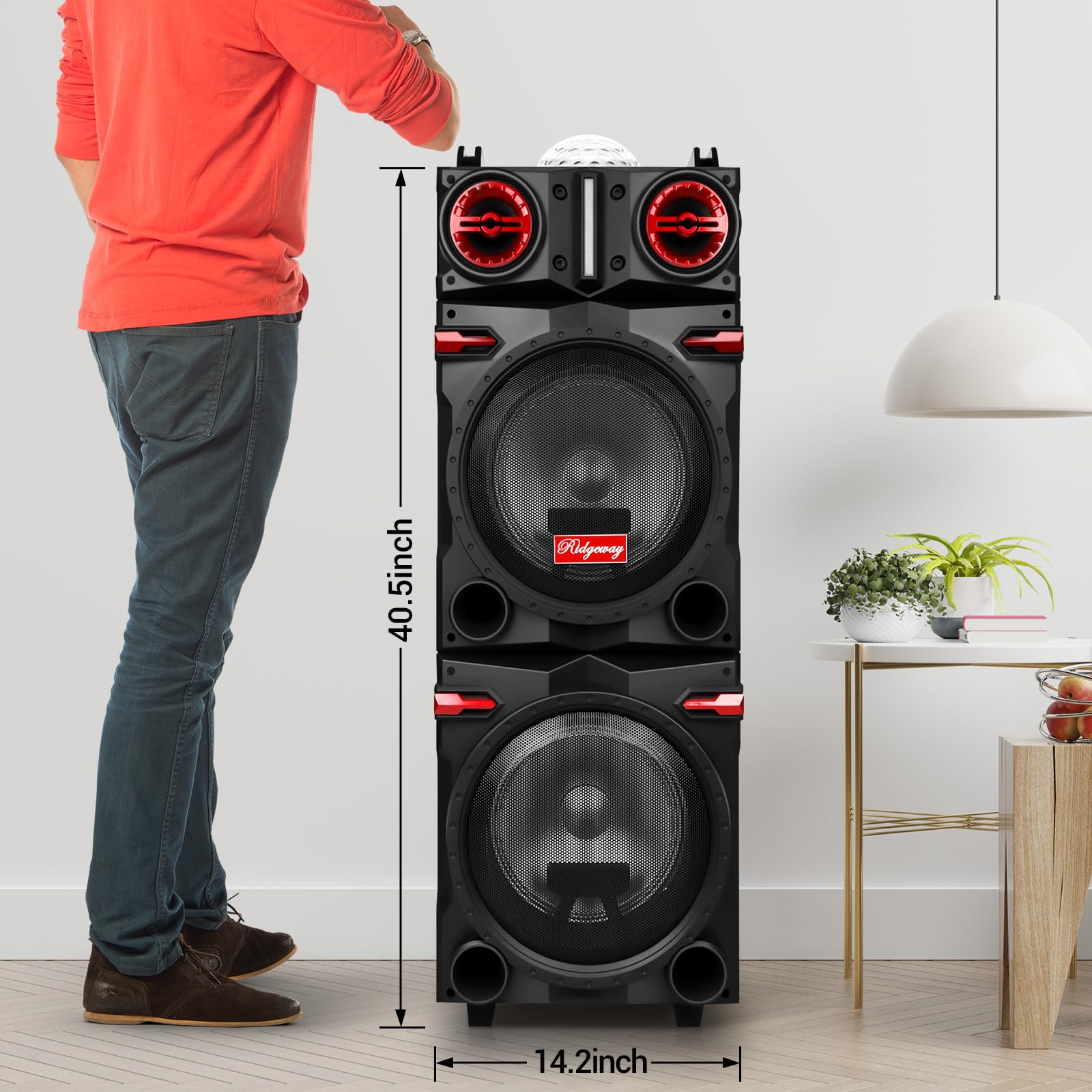 ROXAAN Portable Wireless Party Bluetooth Speaker with Dual 10″ Woofers