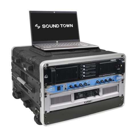 Sound Town Lightweight 6U PA DJ Rack/Road Case with 5U Rack Space, ABS Construction, 19” Depth, Retractable Handle, Wheels and Heavy-Duty Latches (STRC-A6UT)