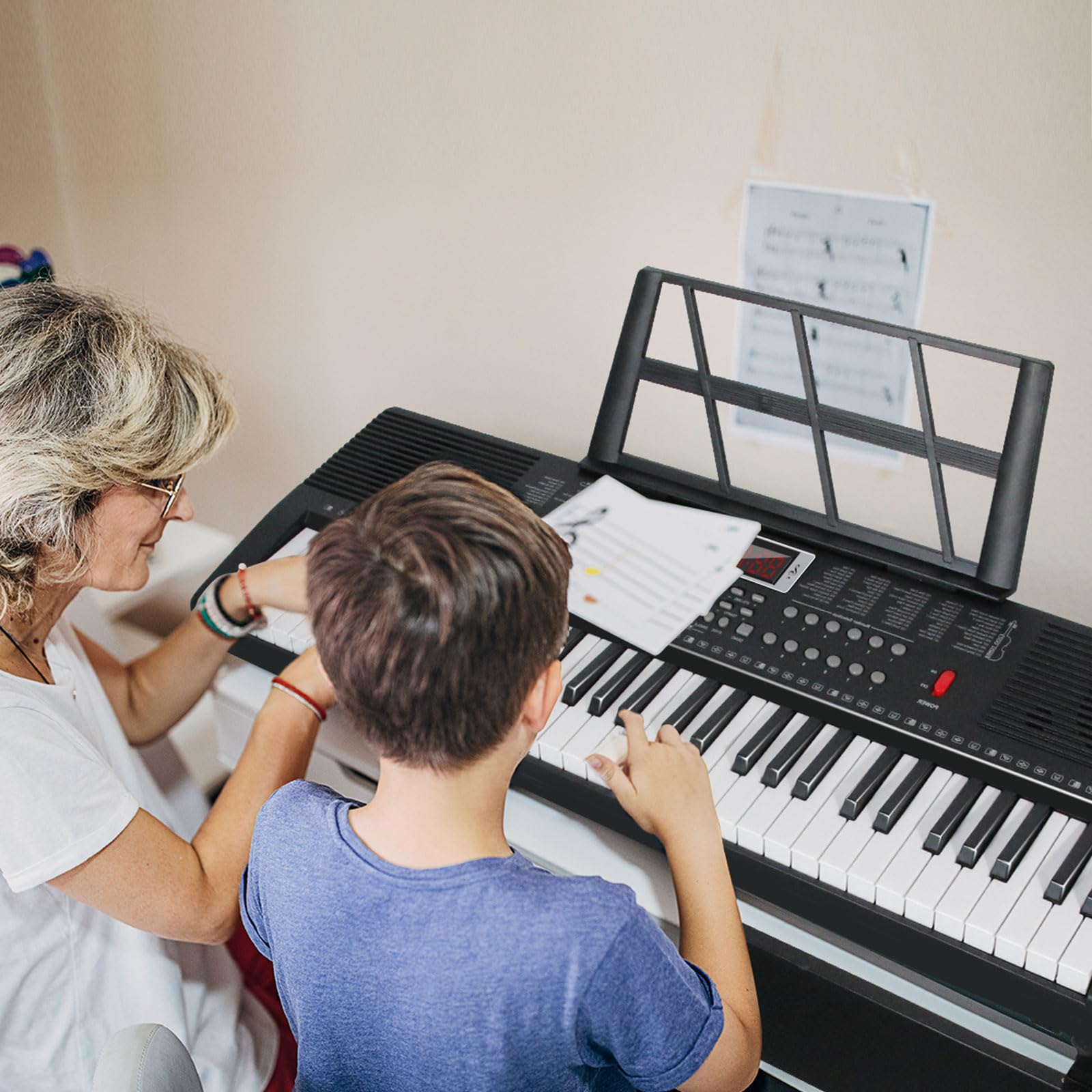 AQNIEGEP 61 Key Electric Keyboard Piano for Beginners w/Light-Up Keys