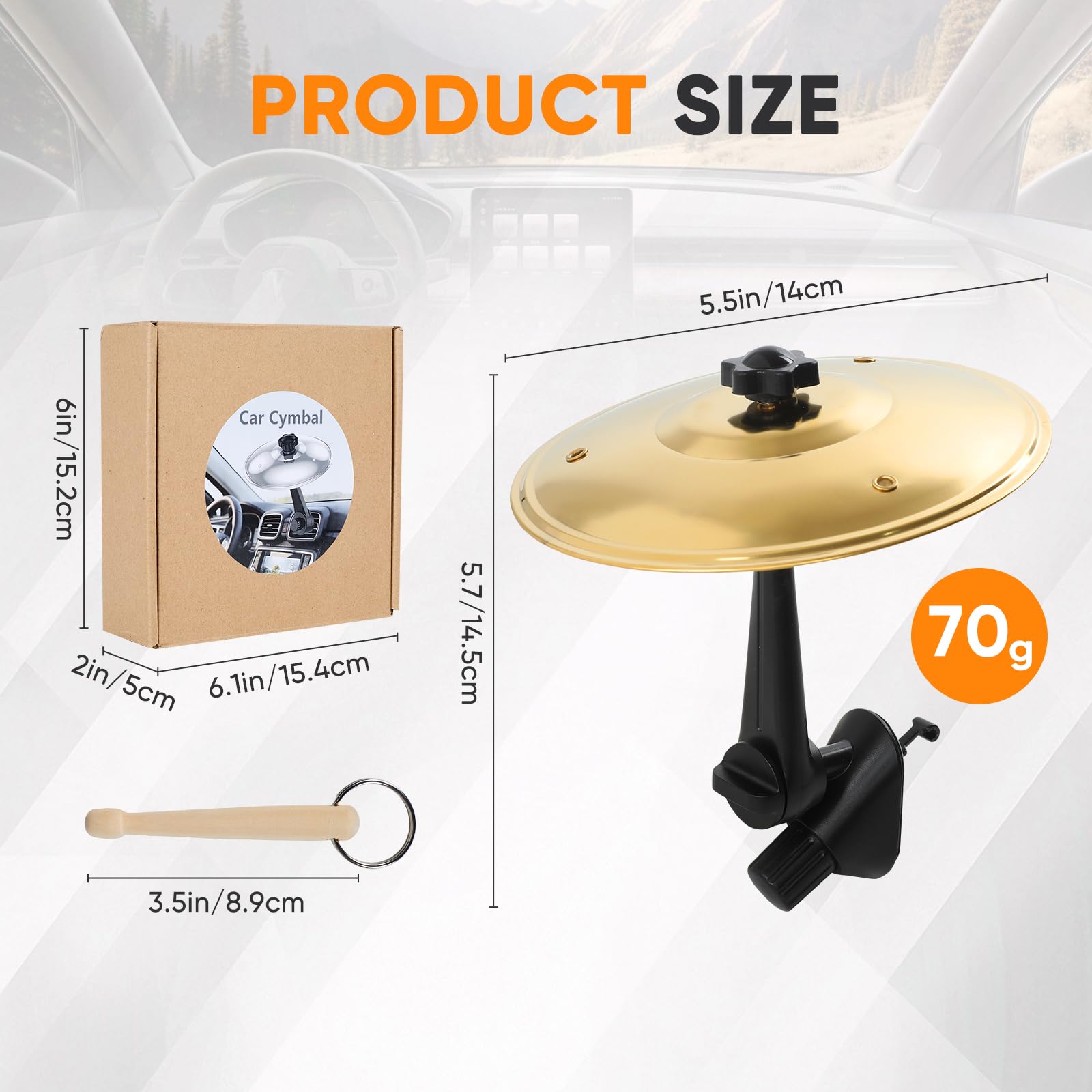 Ubblove Car Cymbal Mini Drum: Fun Dash Air Vent Music Gift for Rock Drummer