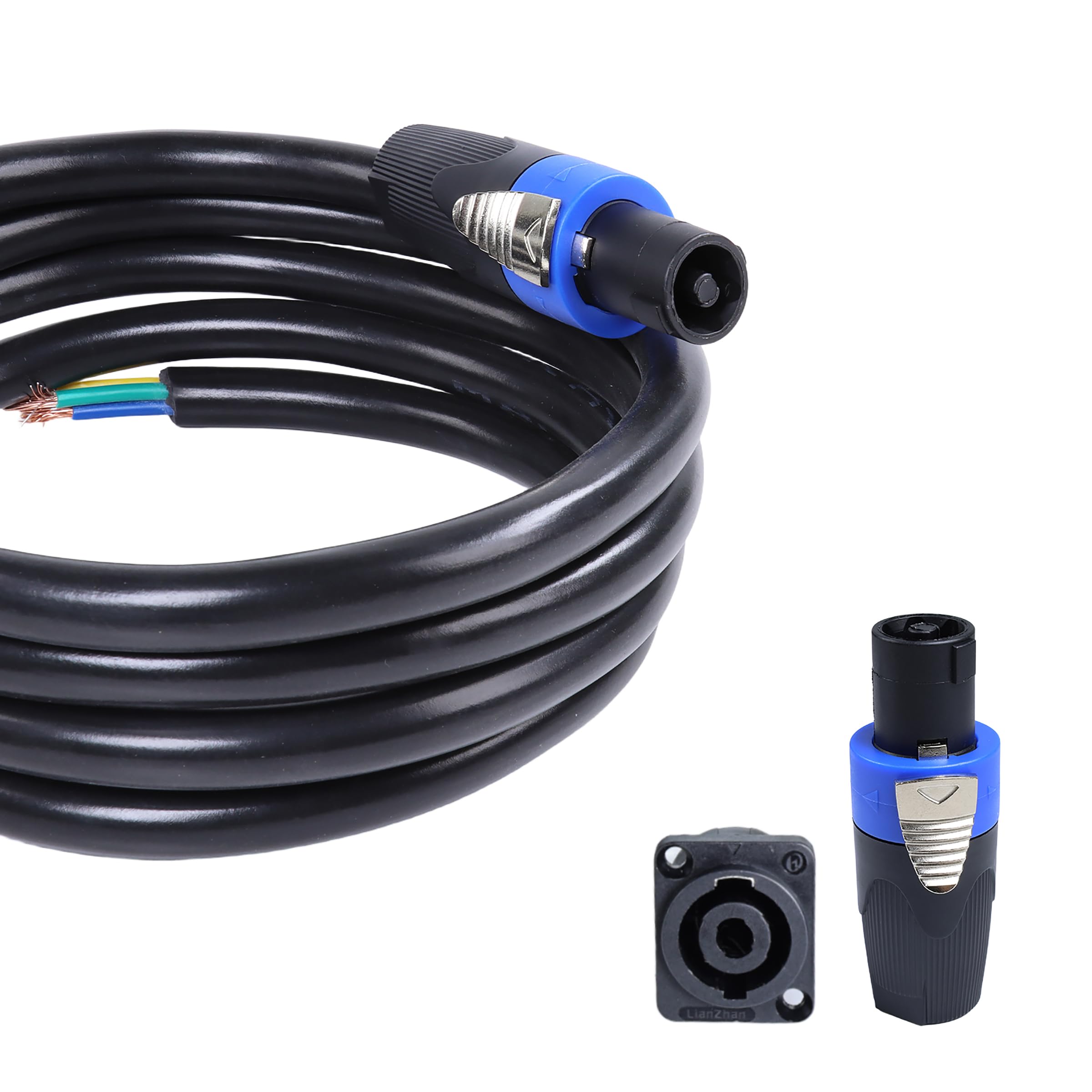 Rokkadaa 1Pc 4 Wire to Speakon Cable – 12 Feet 4 Conductor NL4FX Bare End
