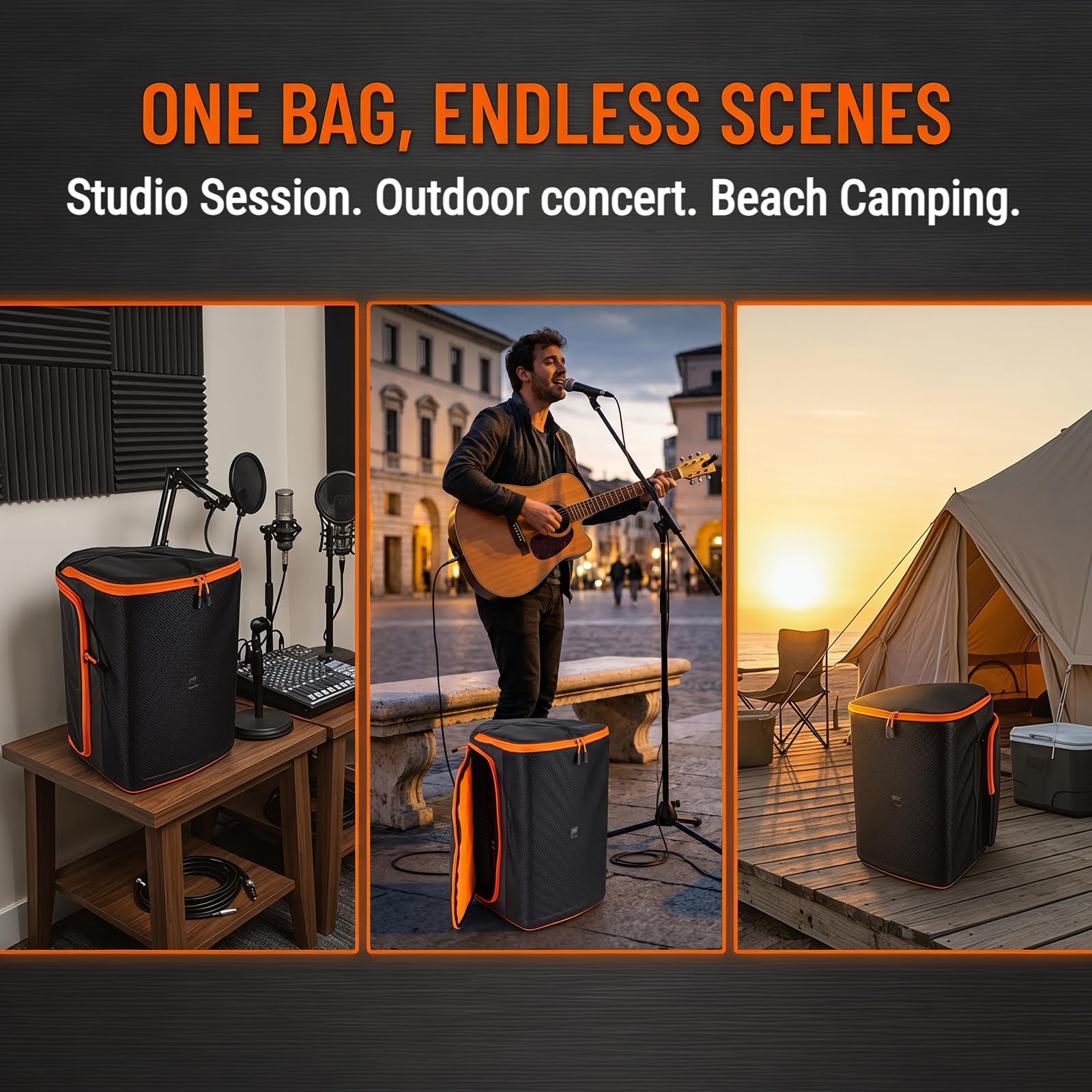 BXAXGX Protective Cover for EON ONE Compact Speaker Double-Layer Shield, Scratch-Resistant, Dust proof Shell, Breathable Mesh Sleeve, Custom Fit Speaker Jacket w/Storage Pocket (Nylon Cover)