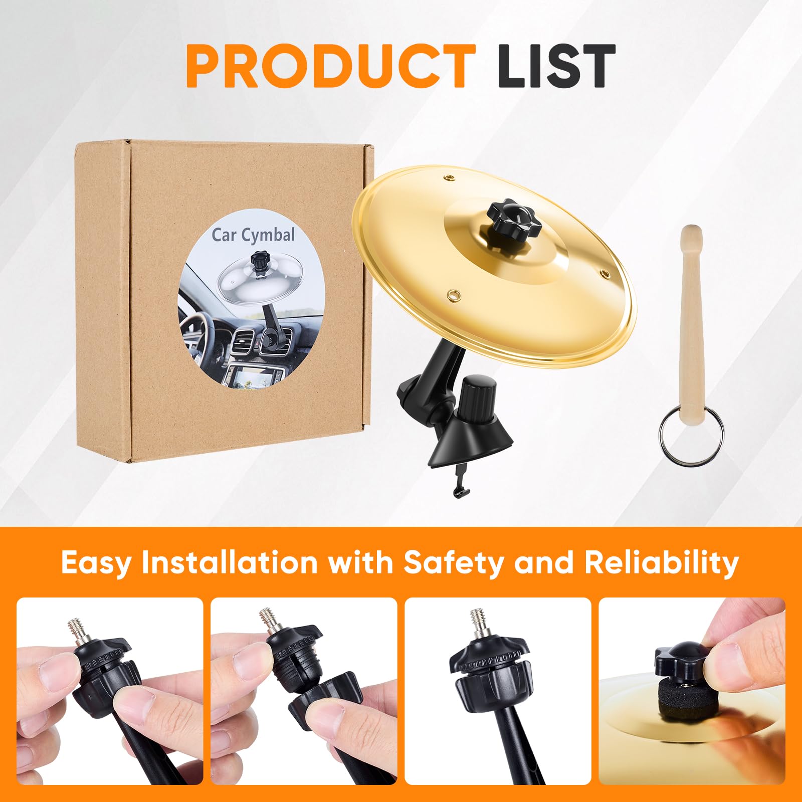 Ubblove Car Cymbal Mini Drum: Fun Dash Air Vent Music Gift for Rock Drummer