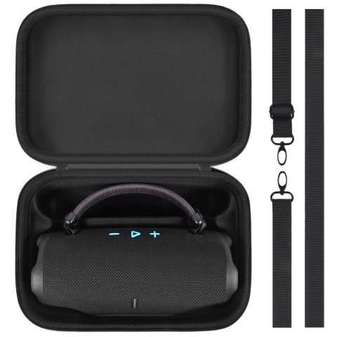 Comecase Speaker Case Compatible with JBL Charge 6/ for Charge 5/4 Waterproof Bluetooth Speakers. Carrying Storage Bag with Shoulder Strap for Charger, USB Cable & Accessories (Box Only) – Black