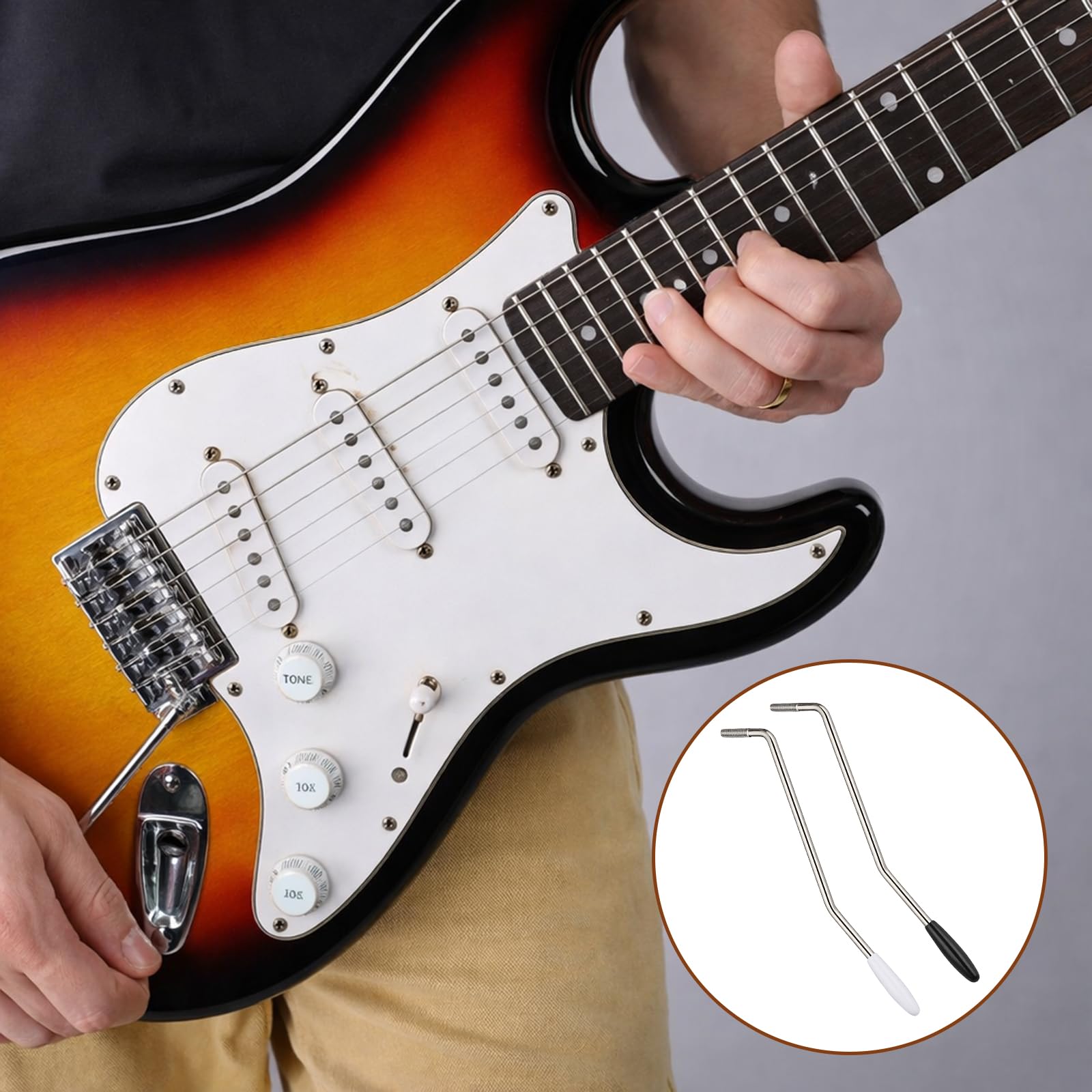 2 PCS 6mm & 5mm Whammy Bar for Electric Guitar, Thread Metal Single Guyker Tremolo Arm Whammy Bar with Tip Compatible with Stratocaster Electric Guitar Tremolo System(Silver, Black)